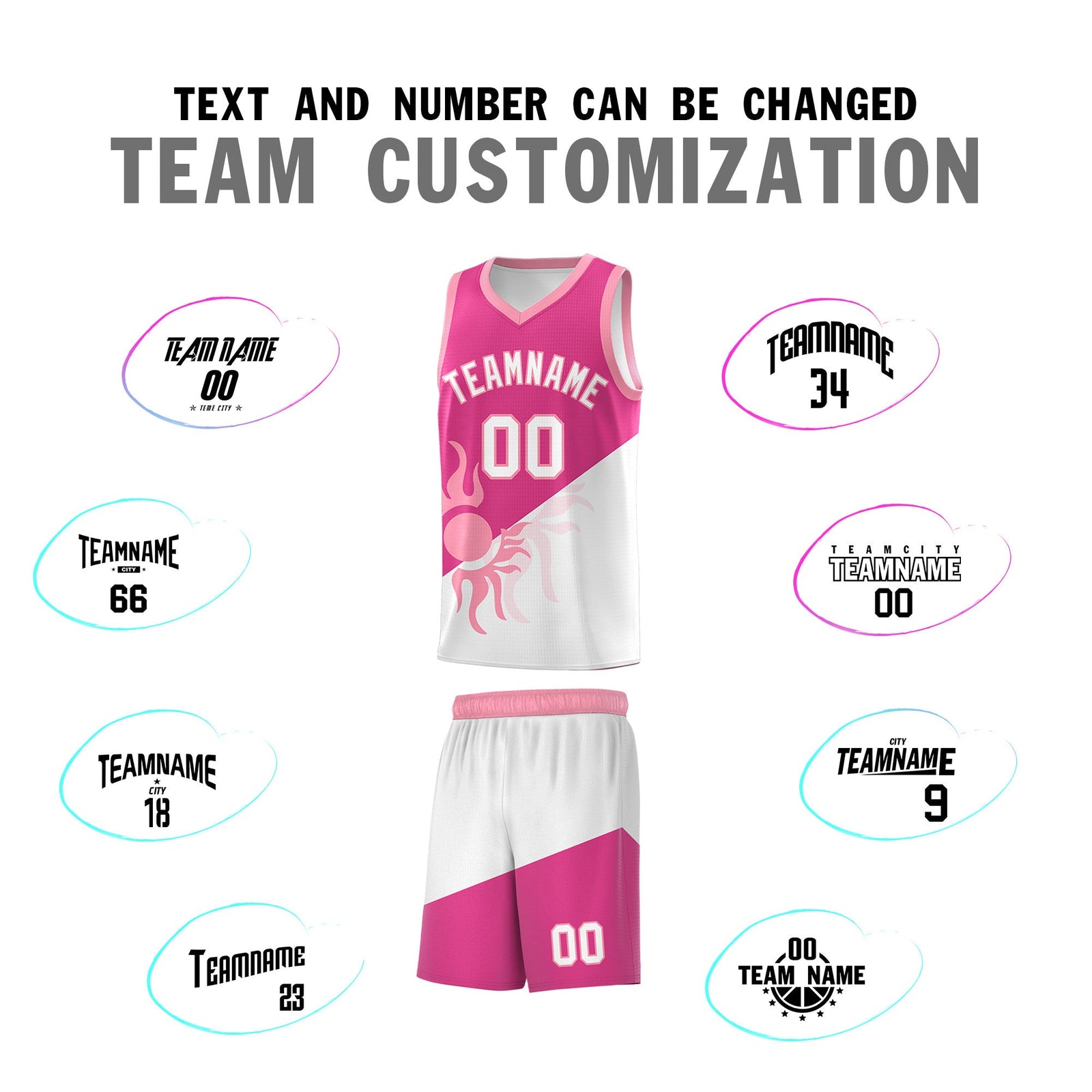 Custom Youth Basketball Jerseys - Rose Red White Radiant Sun Design Two Tone Uniforms