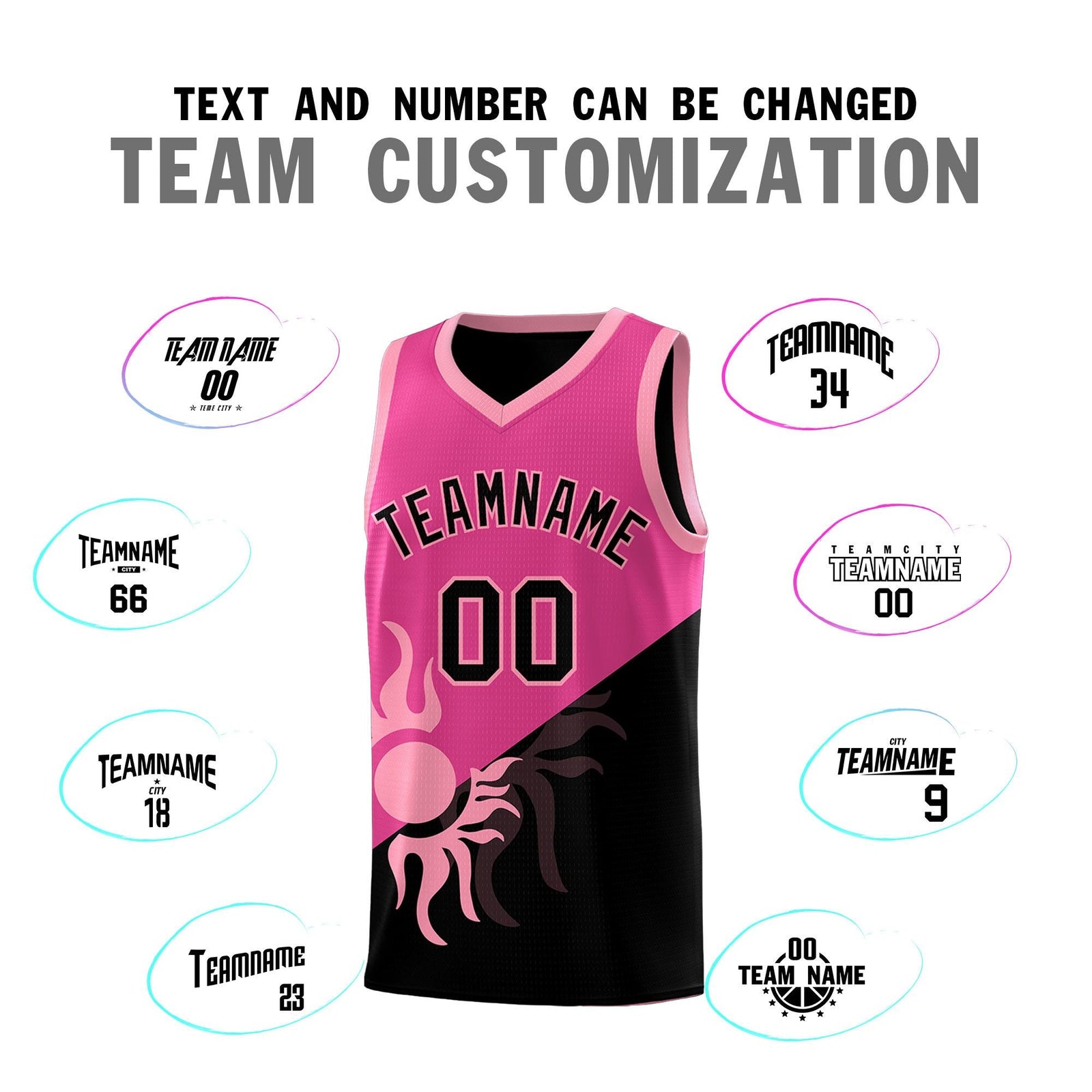 Custom Youth Basketball Jerseys - Rose Red Black Radiant Sun Design Two Tone Uniforms