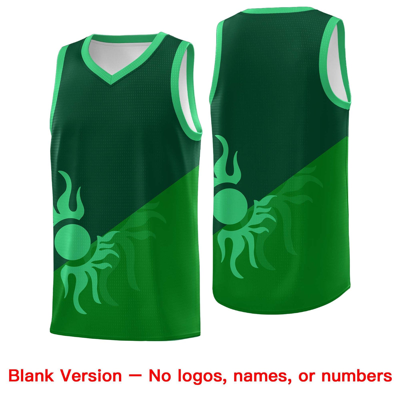 Custom Youth Basketball Jerseys - Kelly Green Kelly Green Sunburst Design Two Tone Uniforms