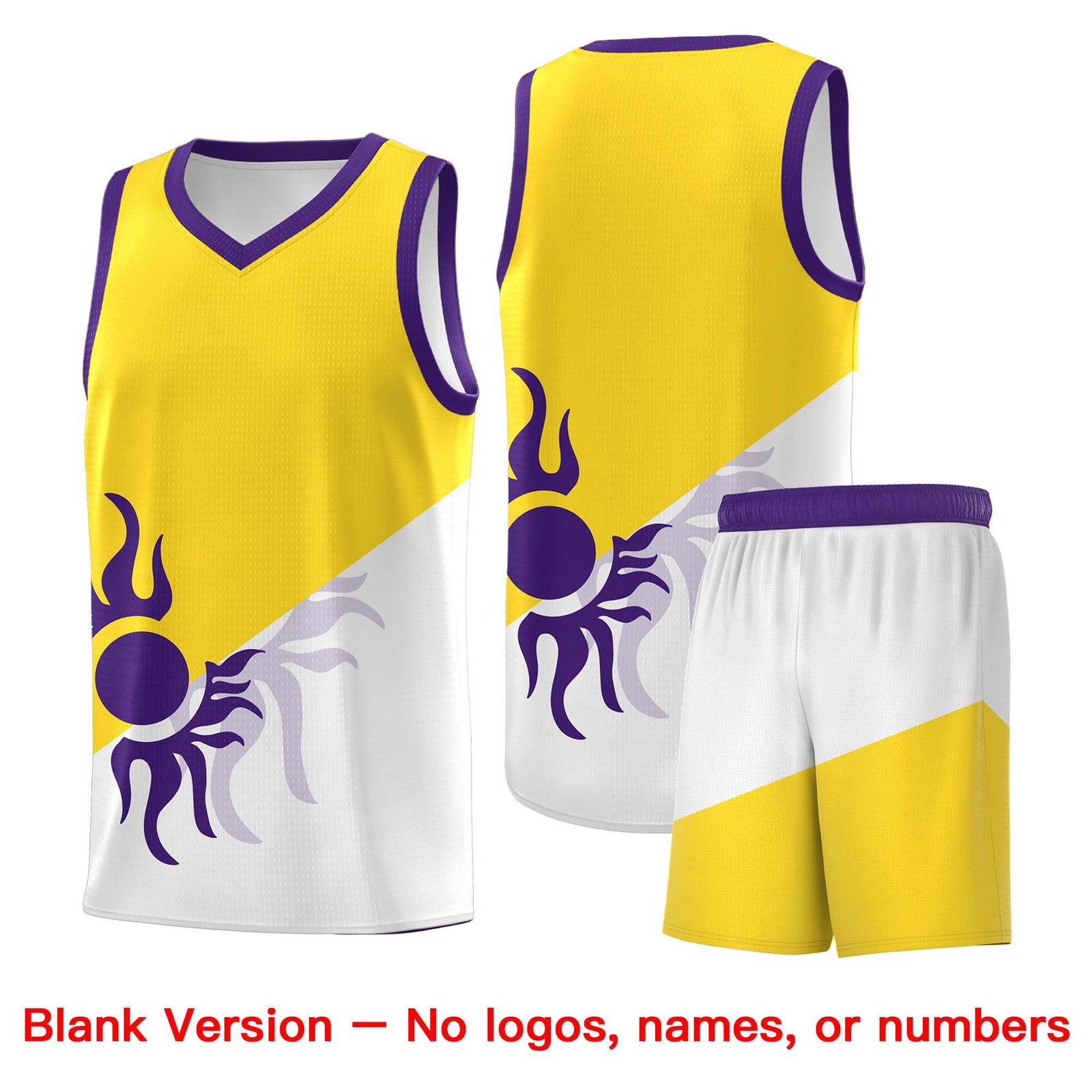Custom Youth Basketball Jerseys - Gold White Radiant Sun Design Two Tone Uniforms