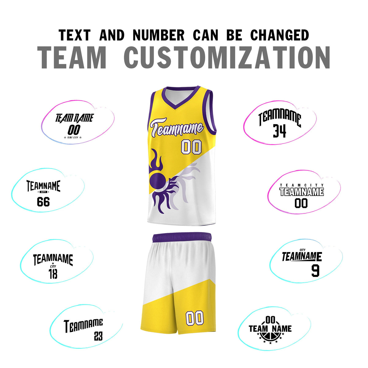 Custom Youth Basketball Jerseys - Gold White Radiant Sun Design Two Tone Uniforms