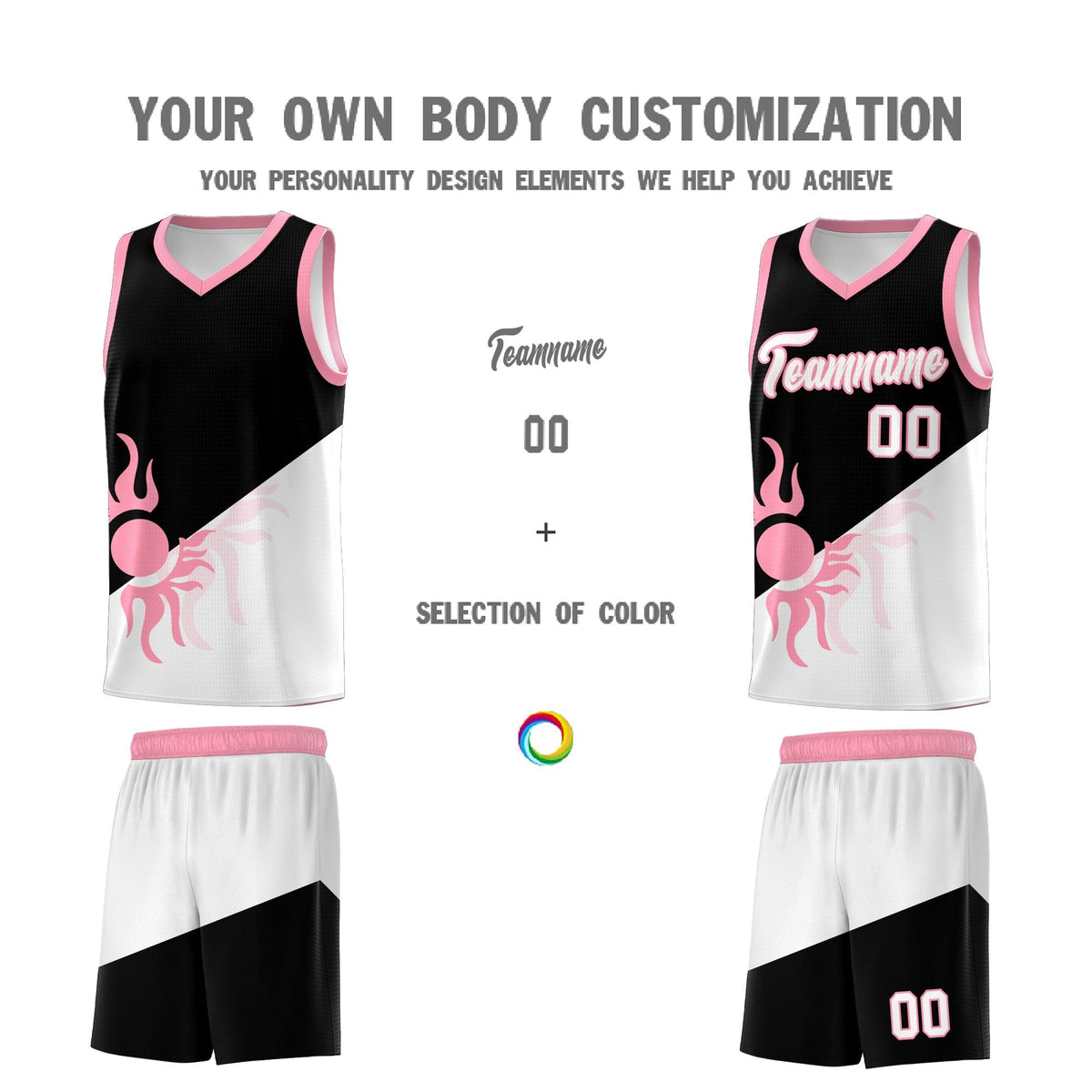 Custom Youth Basketball Jerseys - Black White Sunburst Design Two Tone Uniforms