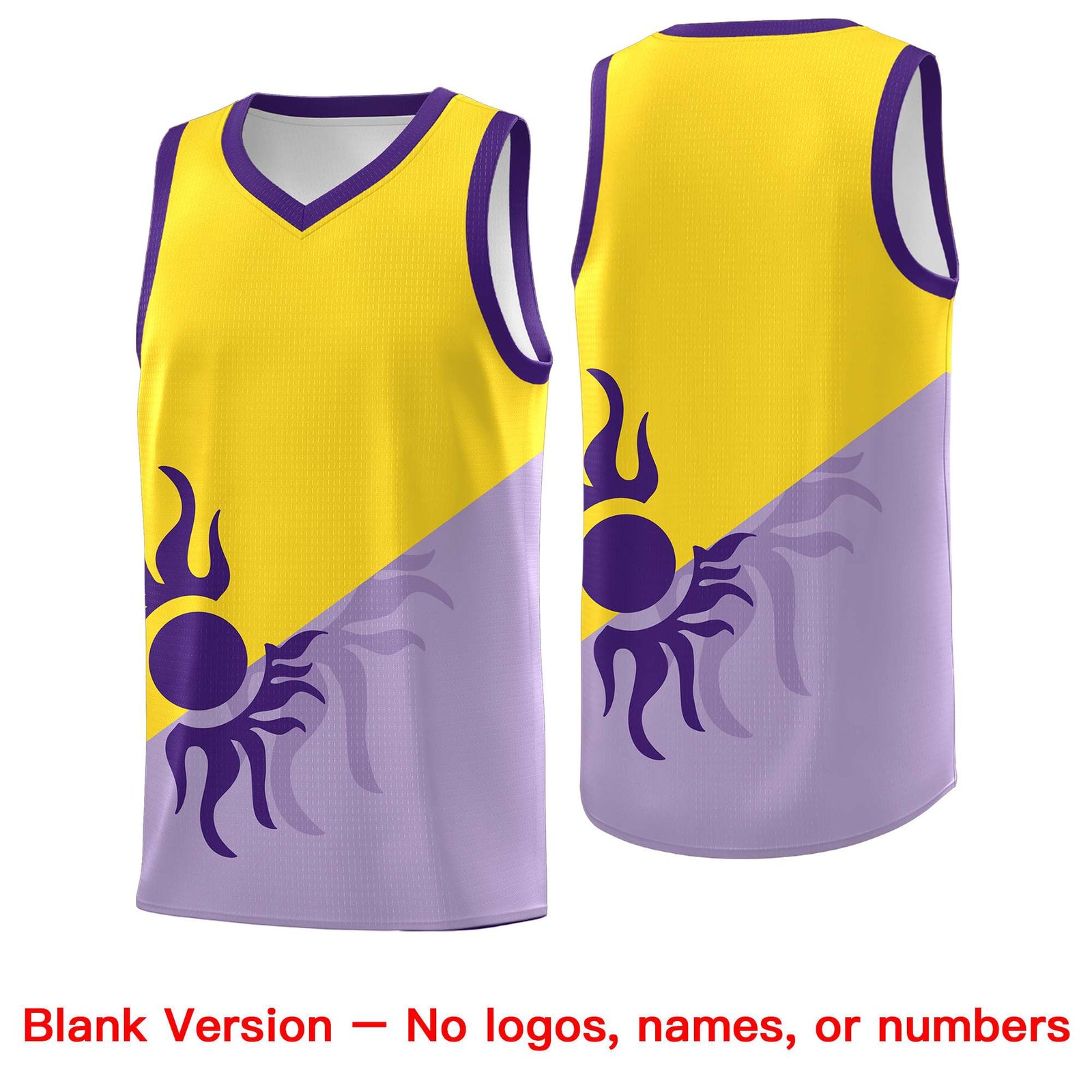 Custom Youth Basketball Jerseys - Light Purple Gold Sunburst Design Two Tone Uniforms