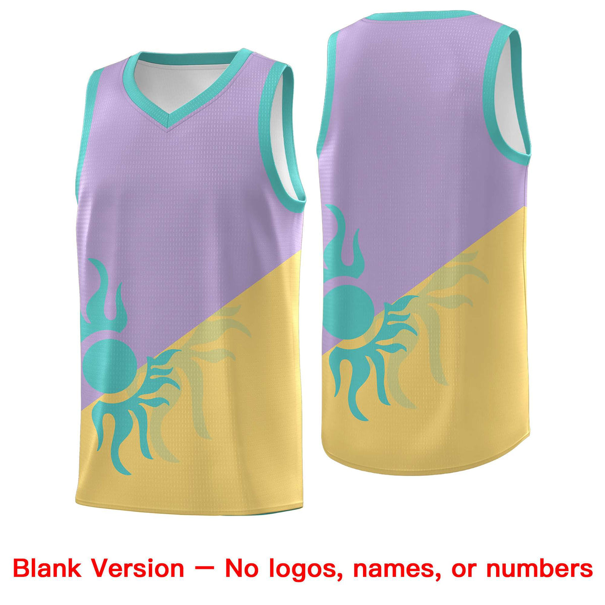 Custom Youth Basketball Jerseys - Light Purple Old Gold Radiant Sun Design Two Tone Uniforms