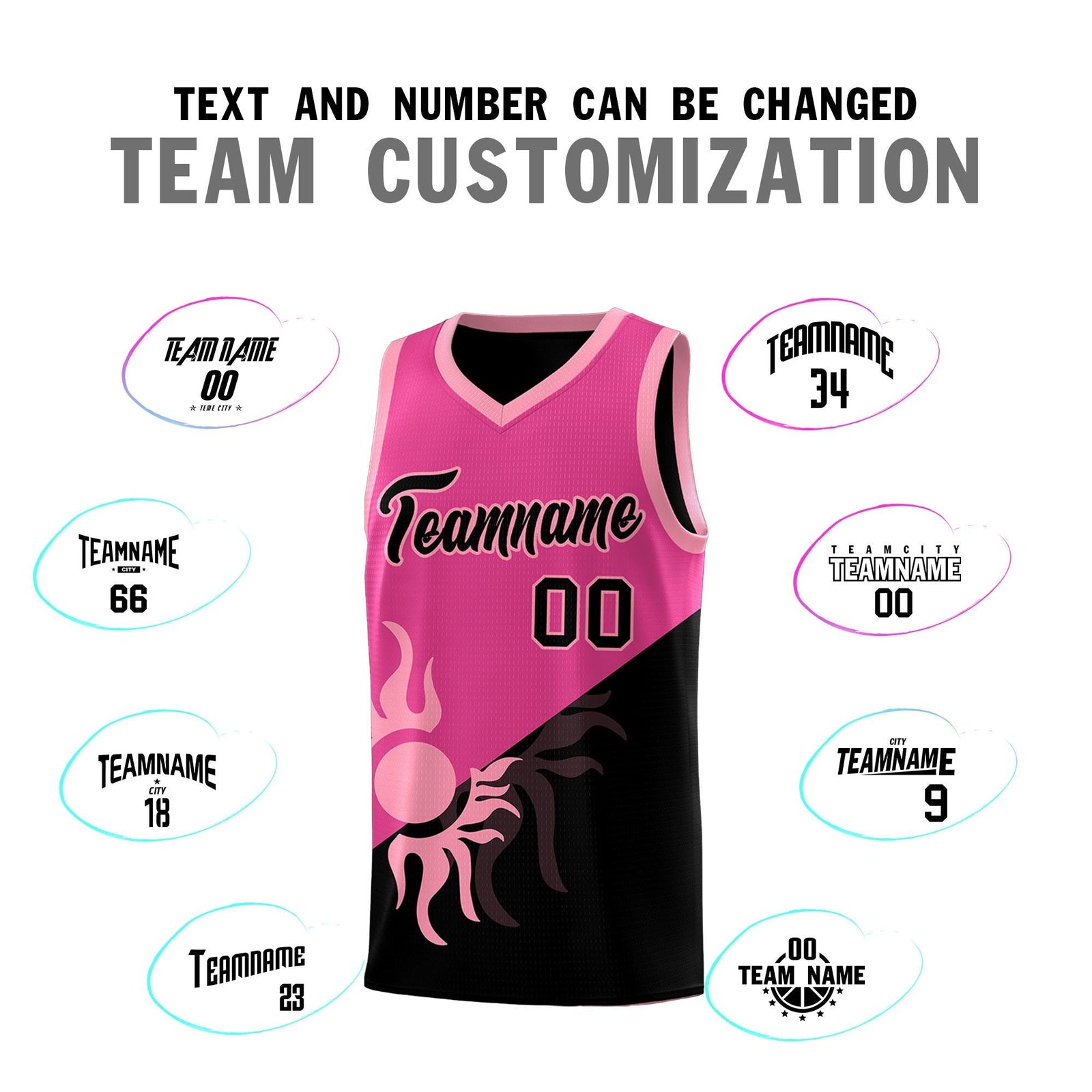 Custom Youth Basketball Jerseys - Rose Red Black Radiant Sun Design Two Tone Uniforms