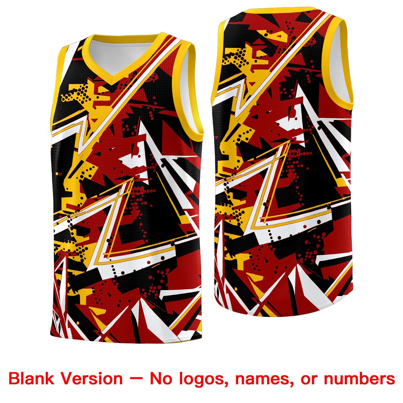 Custom Youth Basketball Jerseys Red Yellow Abstract Graffiti Personalized Street Style Uniform