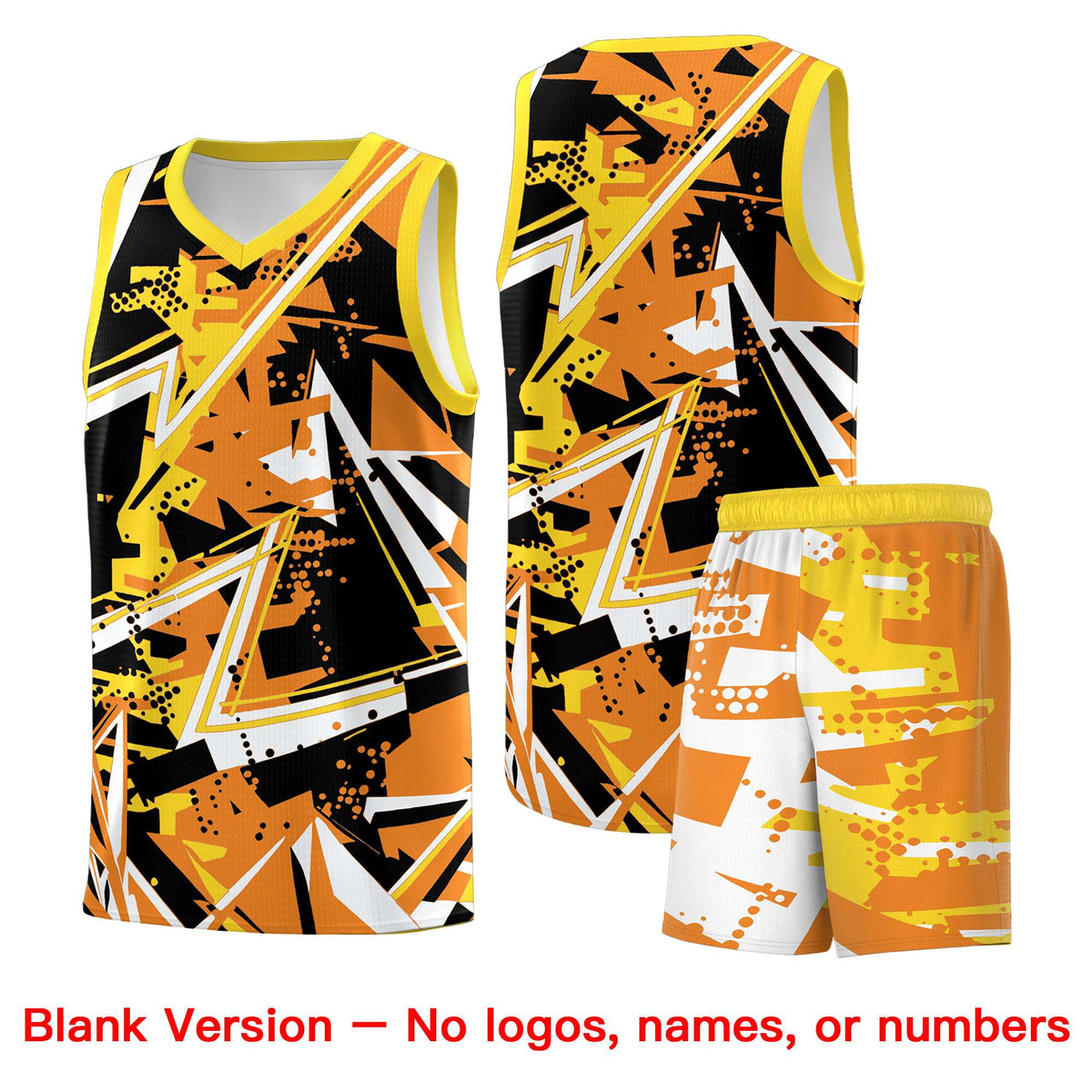 Custom Youth Basketball Jerseys Orange Gold Abstract Graffiti Personalized Street Style Uniform