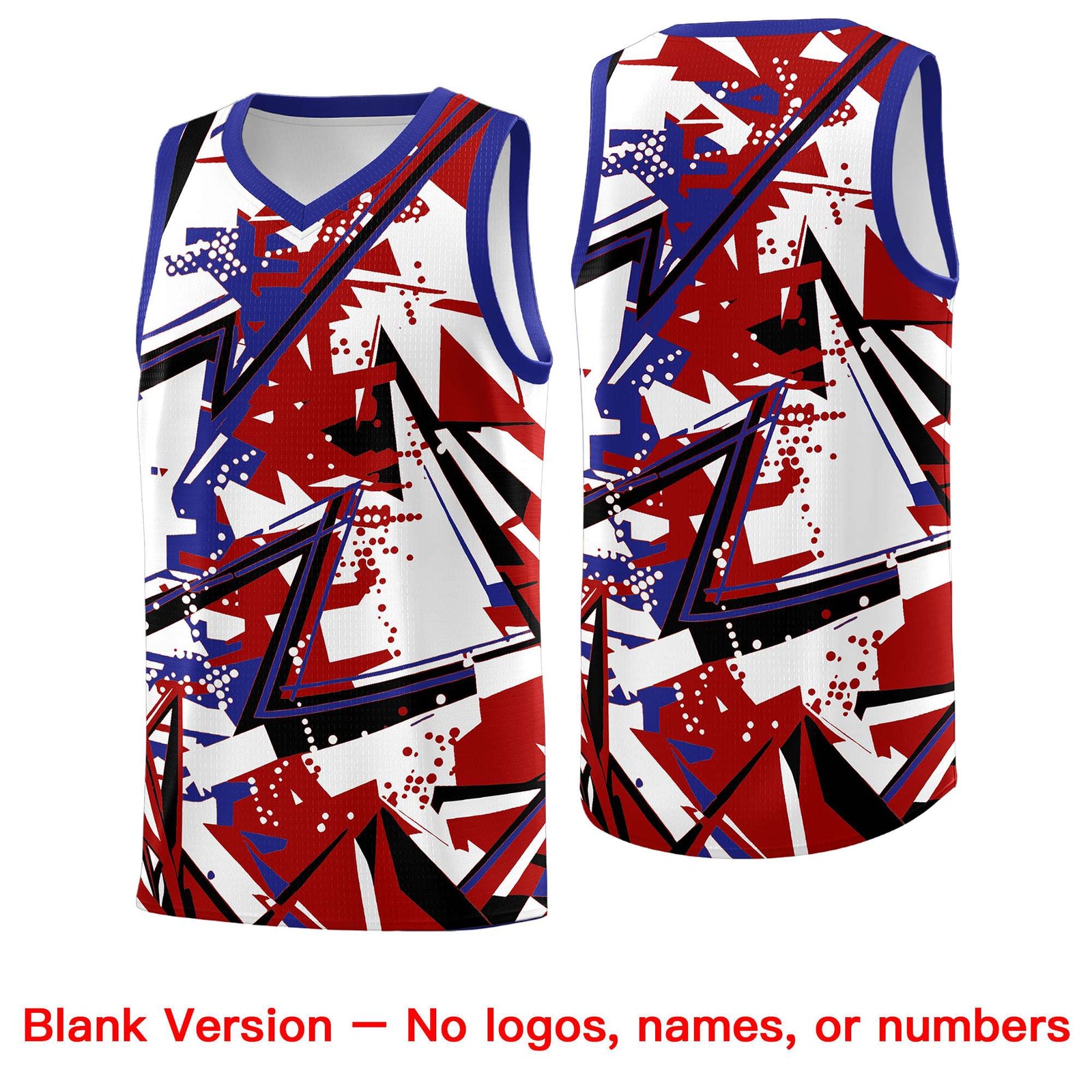 Custom Youth Basketball Jerseys Red Royal Abstract Graffiti Personalized Street Style Uniform