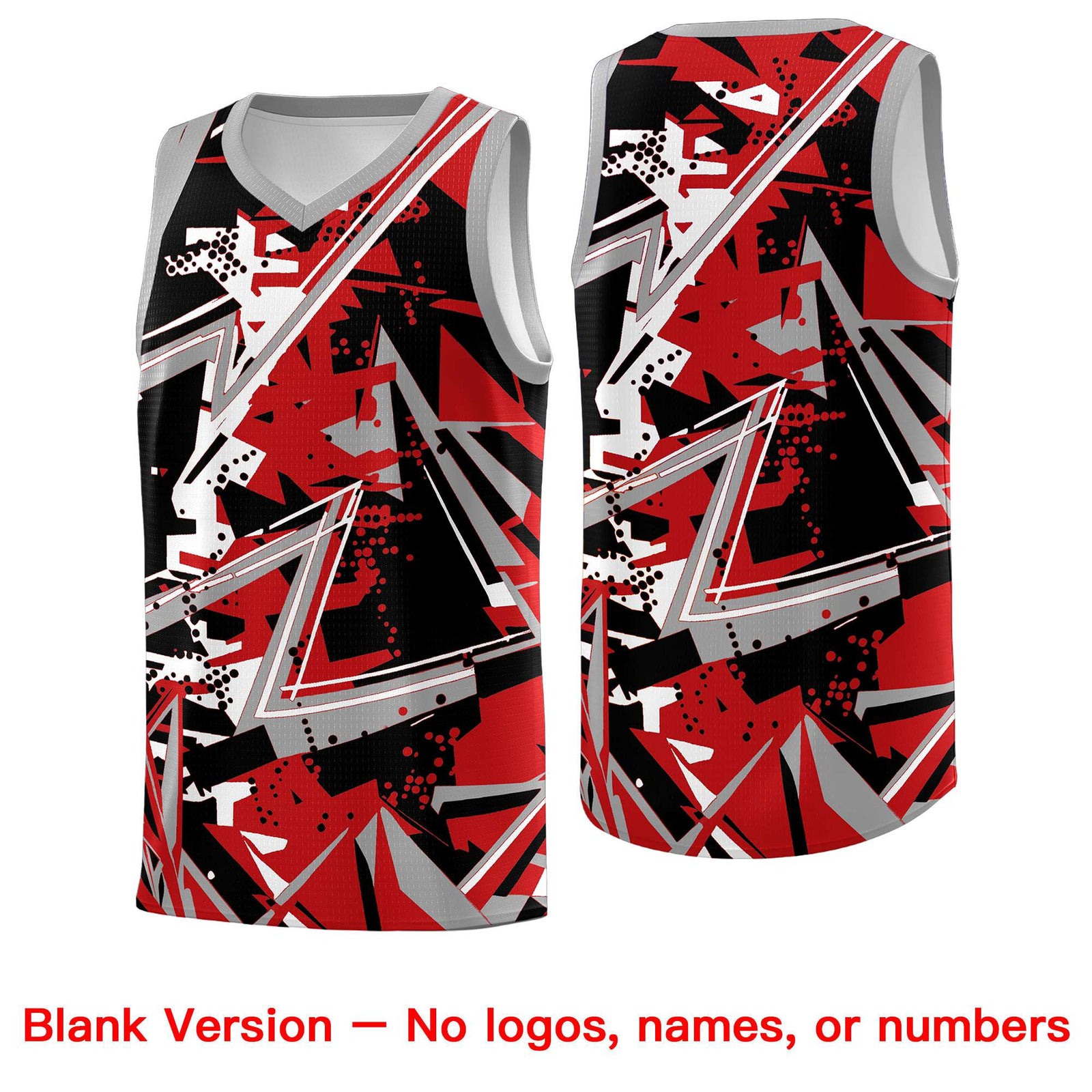 Custom Youth Basketball Jerseys Red Gray Abstract Graffiti Personalized Team Name & Number