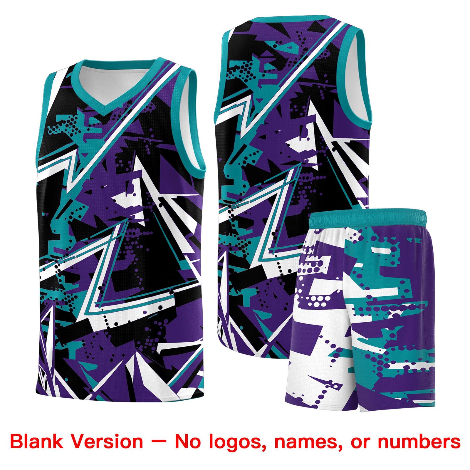 Custom Youth Basketball Jerseys Purple Teal Abstract Graffiti Urban Style Personalized Uniform