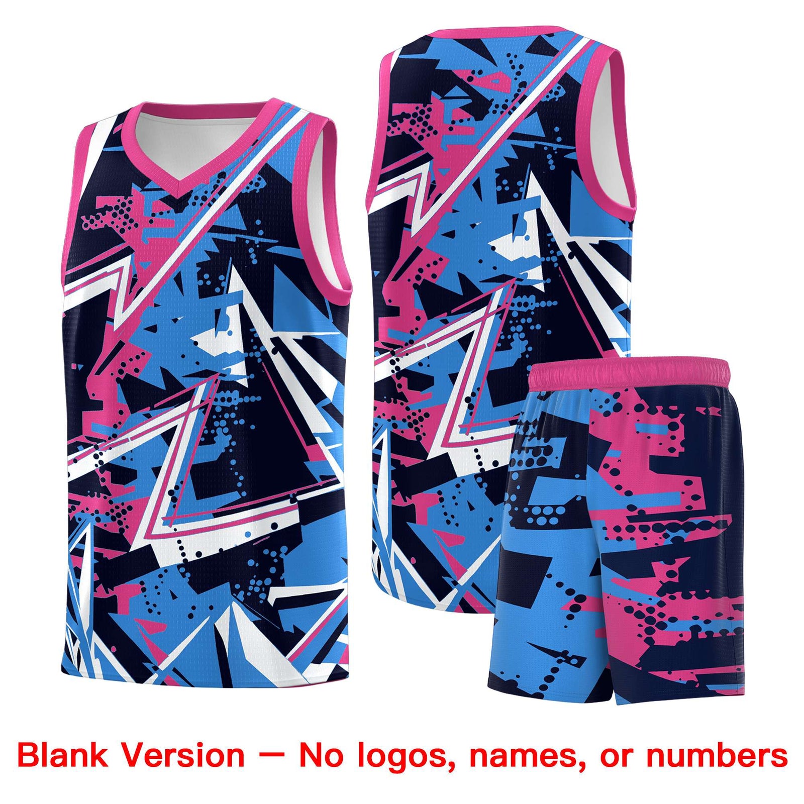 Custom Youth Basketball Jerseys Light Blue Pink Abstract Graffiti Personalized Street Style Uniform