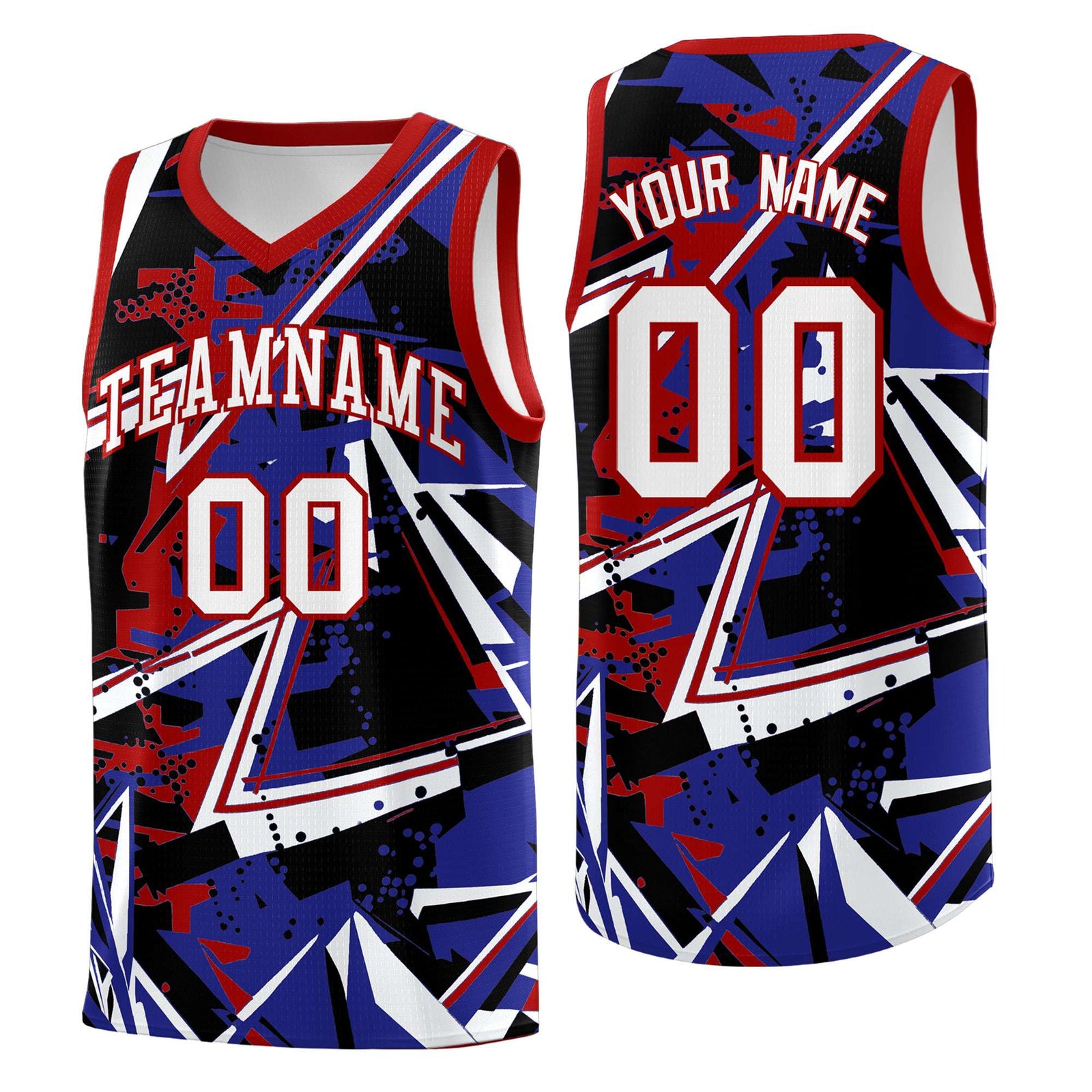 Custom Youth Basketball Jerseys Royal Red Abstract Graffiti Urban Style Personalized Uniform