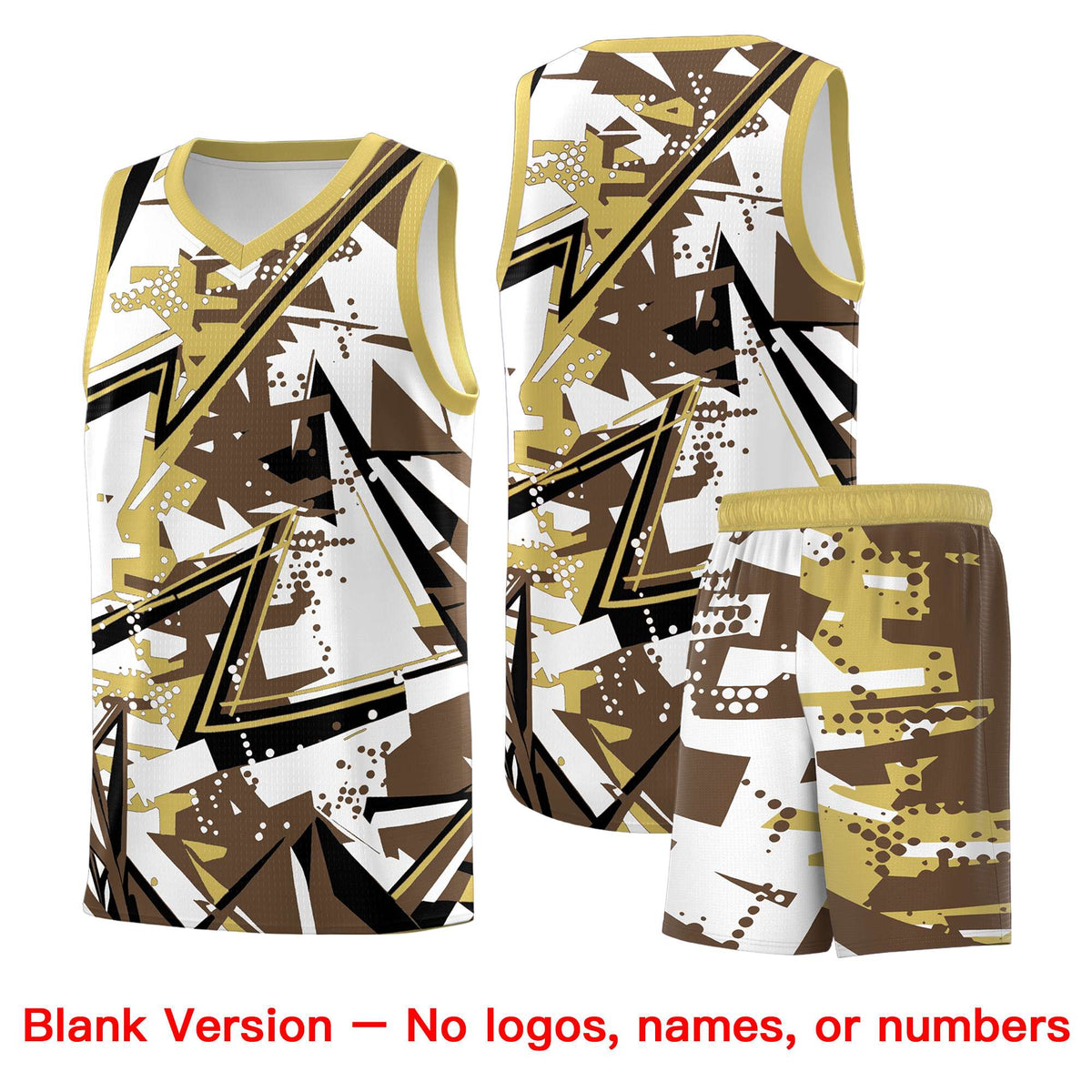 Custom Youth Basketball Jerseys Light Brown Old Gold Abstract Graffiti Personalized Team Name &amp; Number