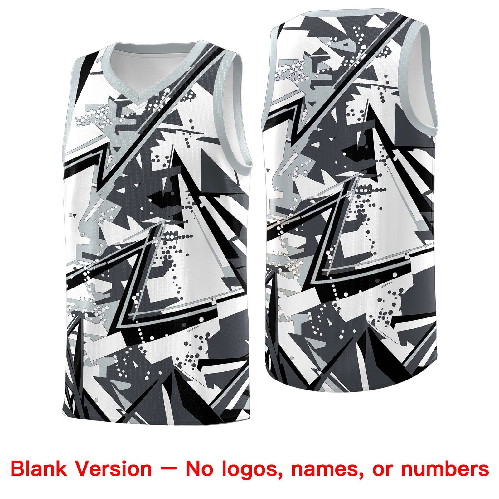 Custom Youth Basketball Jerseys Gray Silver Abstract Graffiti Personalized Team Name & Number