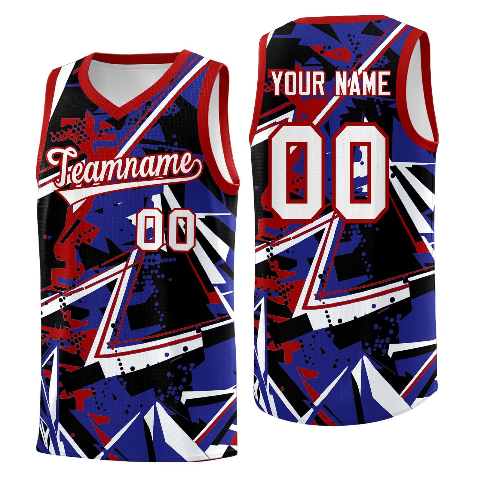 Custom Youth Basketball Jerseys Royal Red Abstract Graffiti Urban Style Personalized Uniform