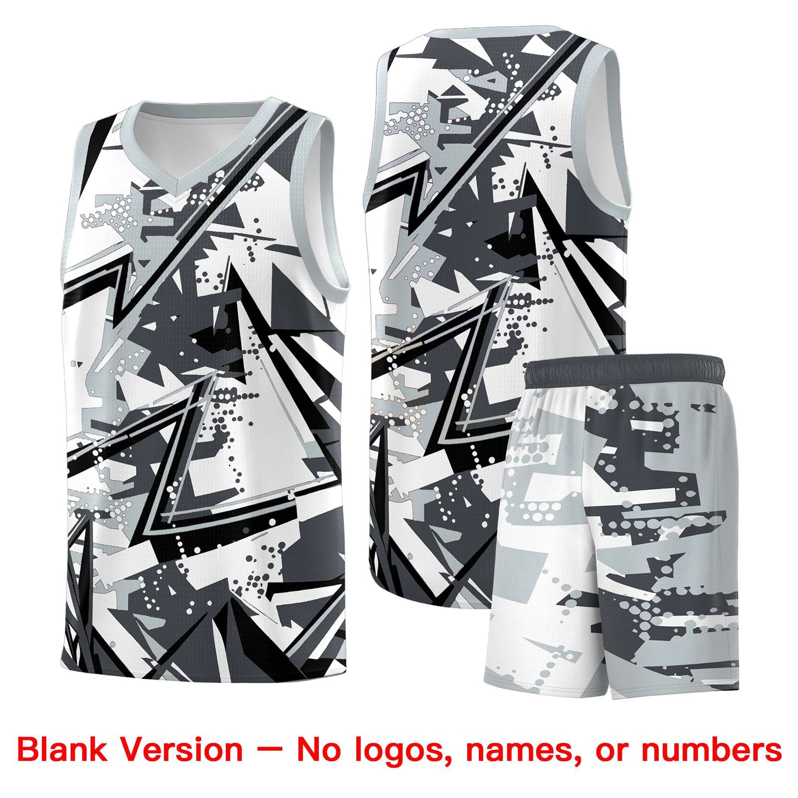 Custom Youth Basketball Jerseys Gray Silver Abstract Graffiti Personalized Team Name & Number