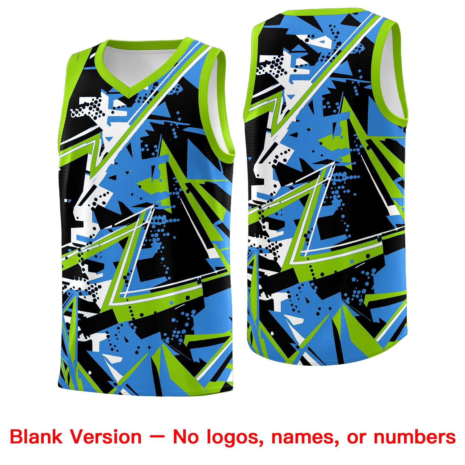 Custom Youth Basketball Jerseys Light Blue Neon Green Abstract Graffiti Personalized Street Style Uniform