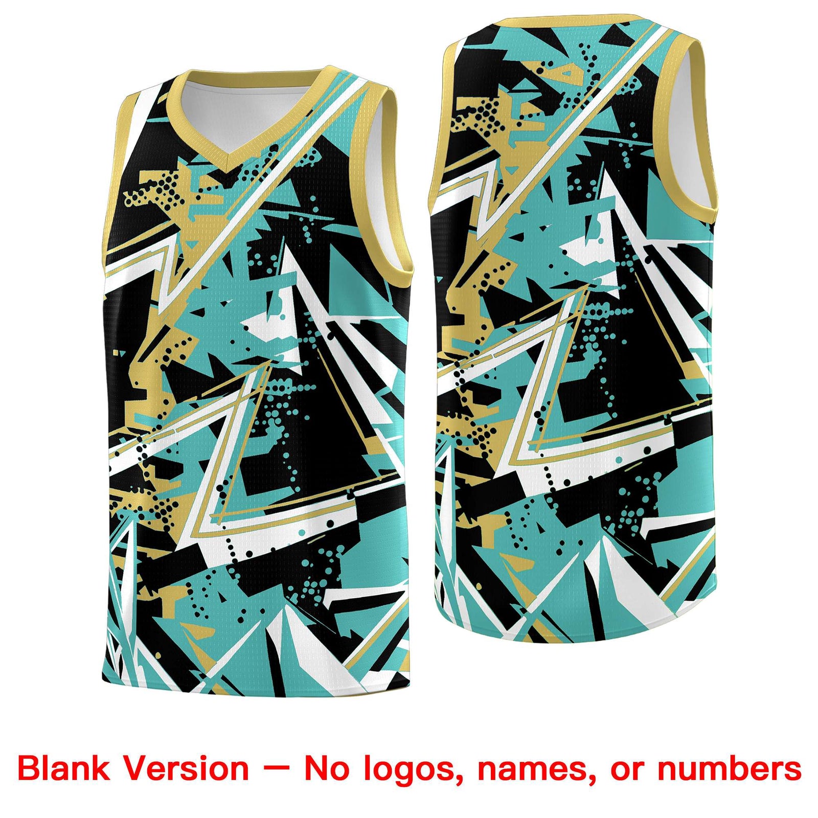 Custom Youth Basketball Jerseys Teal Old Gold Abstract Graffiti Personalized Street Style Uniform