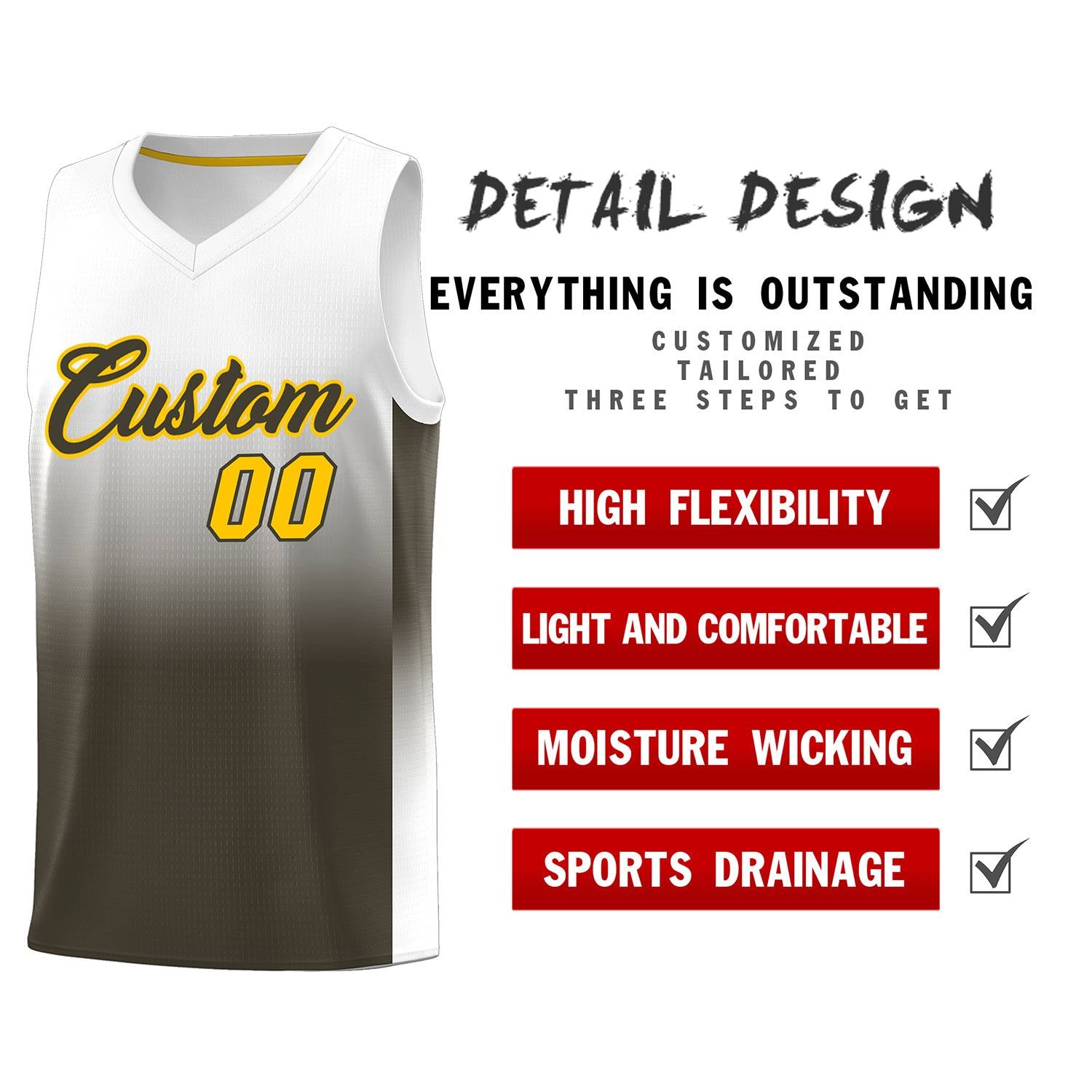 Custom White Olive Gradient Fashion Sets Sports Uniform Basketball Jersey