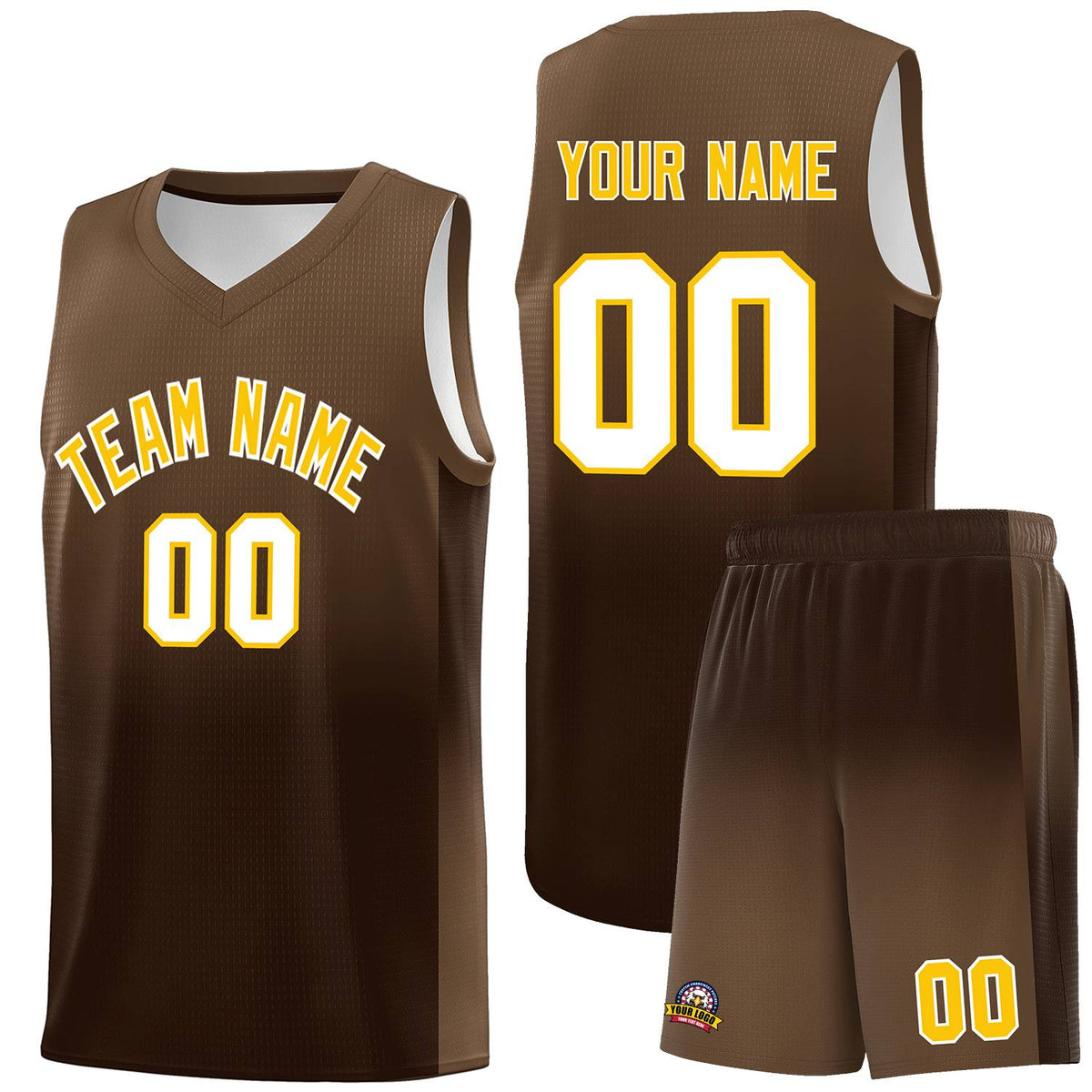 Custom Light Brown Brown Gradient Fashion Sets Sports Uniform Basketball Jersey