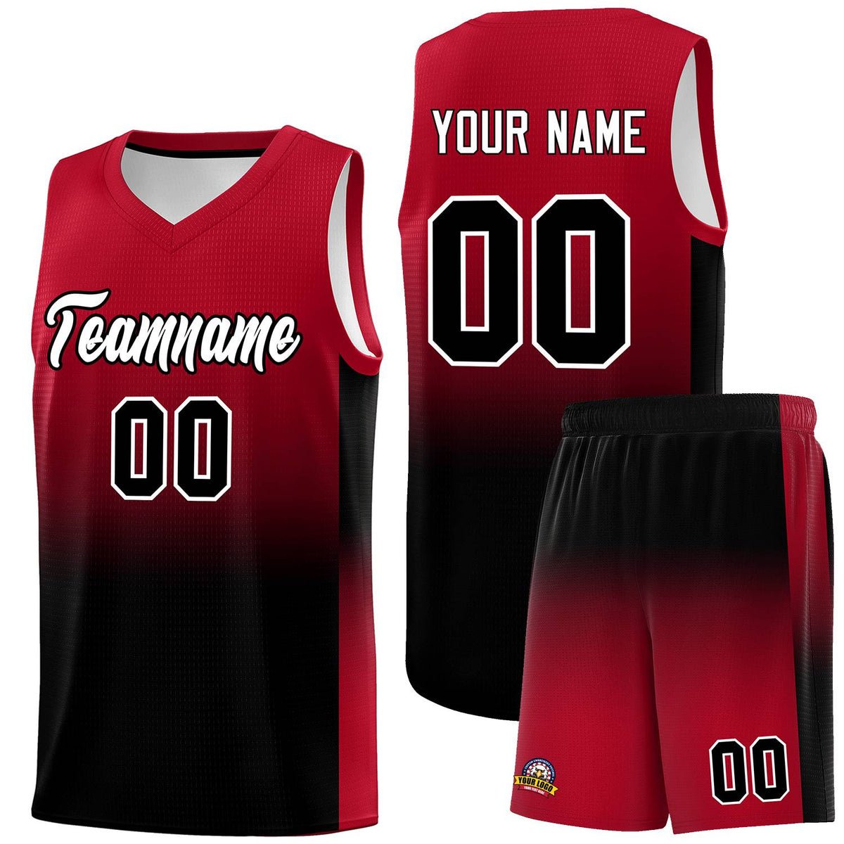 Custom Red Black Gradient Fashion Sets Sports Uniform Basketball Jersey