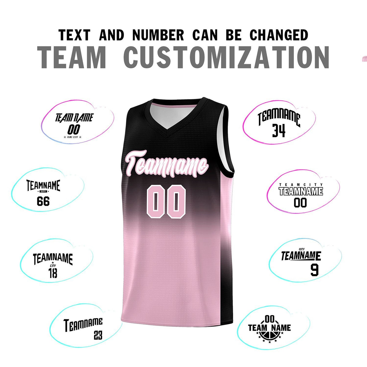Custom Black Light Pink Gradient Fashion Sets Sports Uniform Basketball Jersey