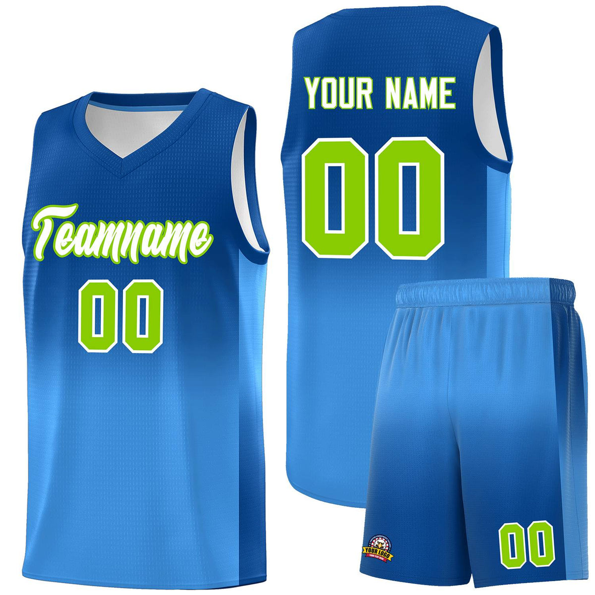 Custom Royal Powder Blue Gradient Fashion Sets Sports Uniform Basketball Jersey