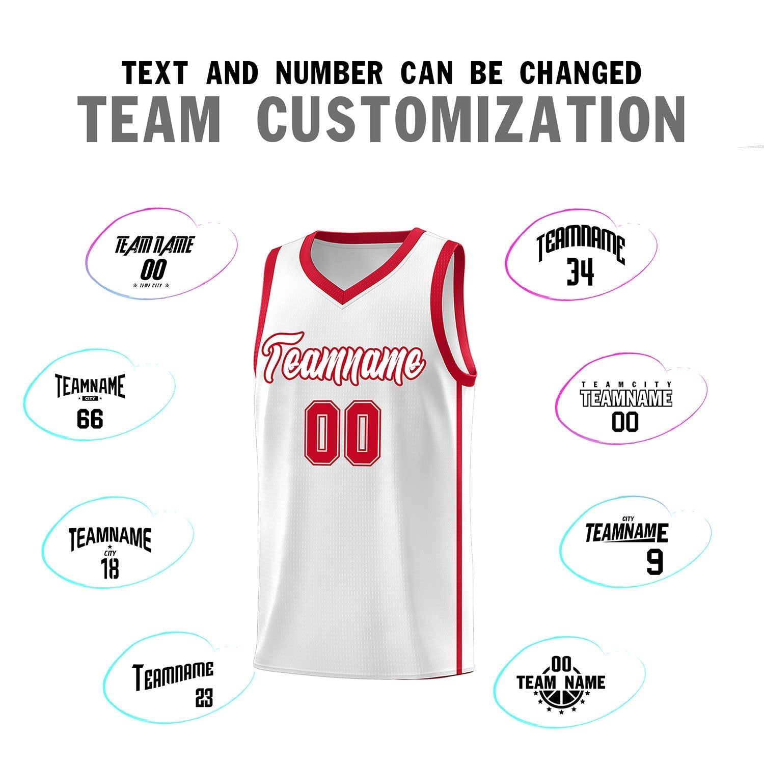 Custom White Red Side Two Bars Sports Uniform Basketball Jersey