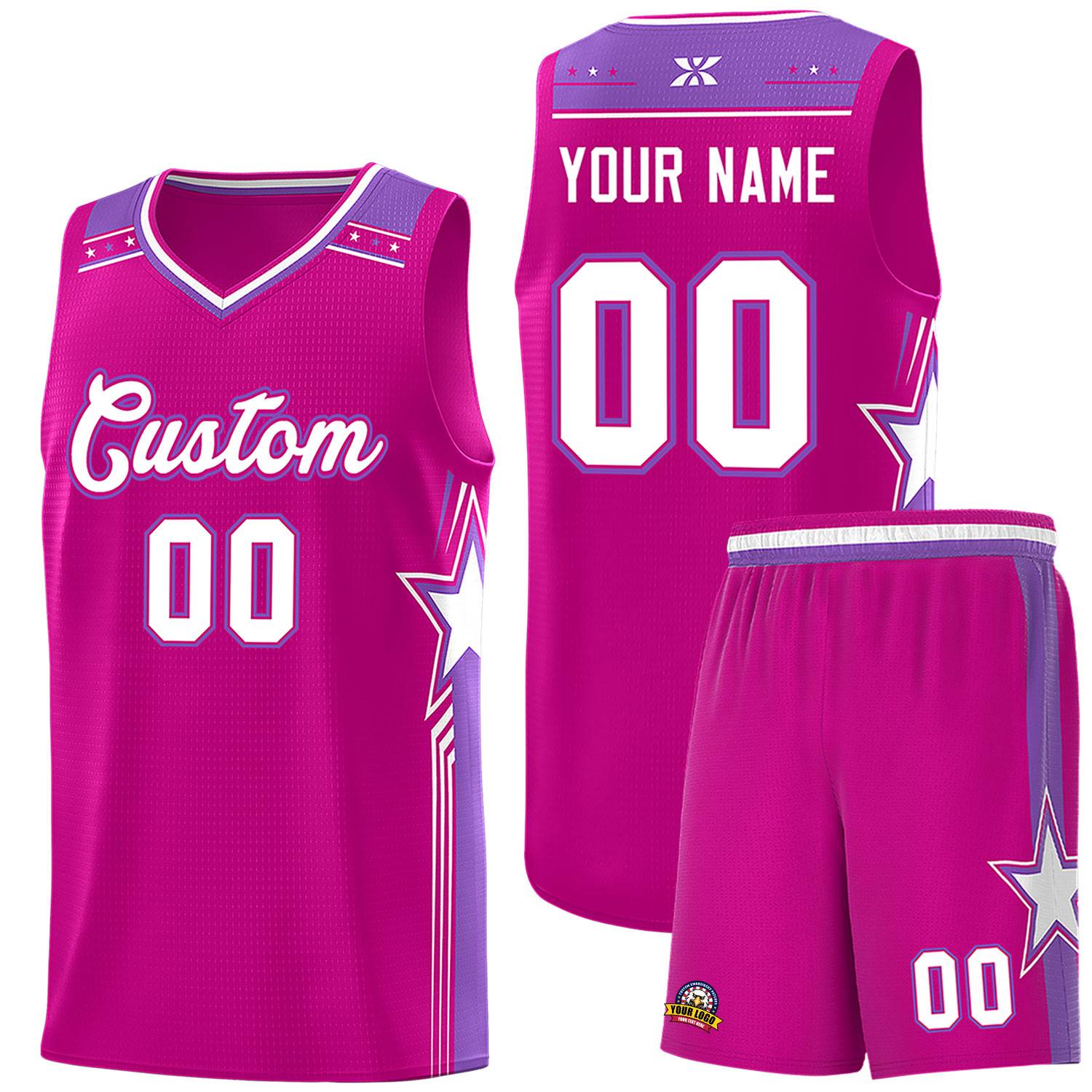 Custom Red White Star Graffiti Pattern Sports Uniform Basketball Jersey
