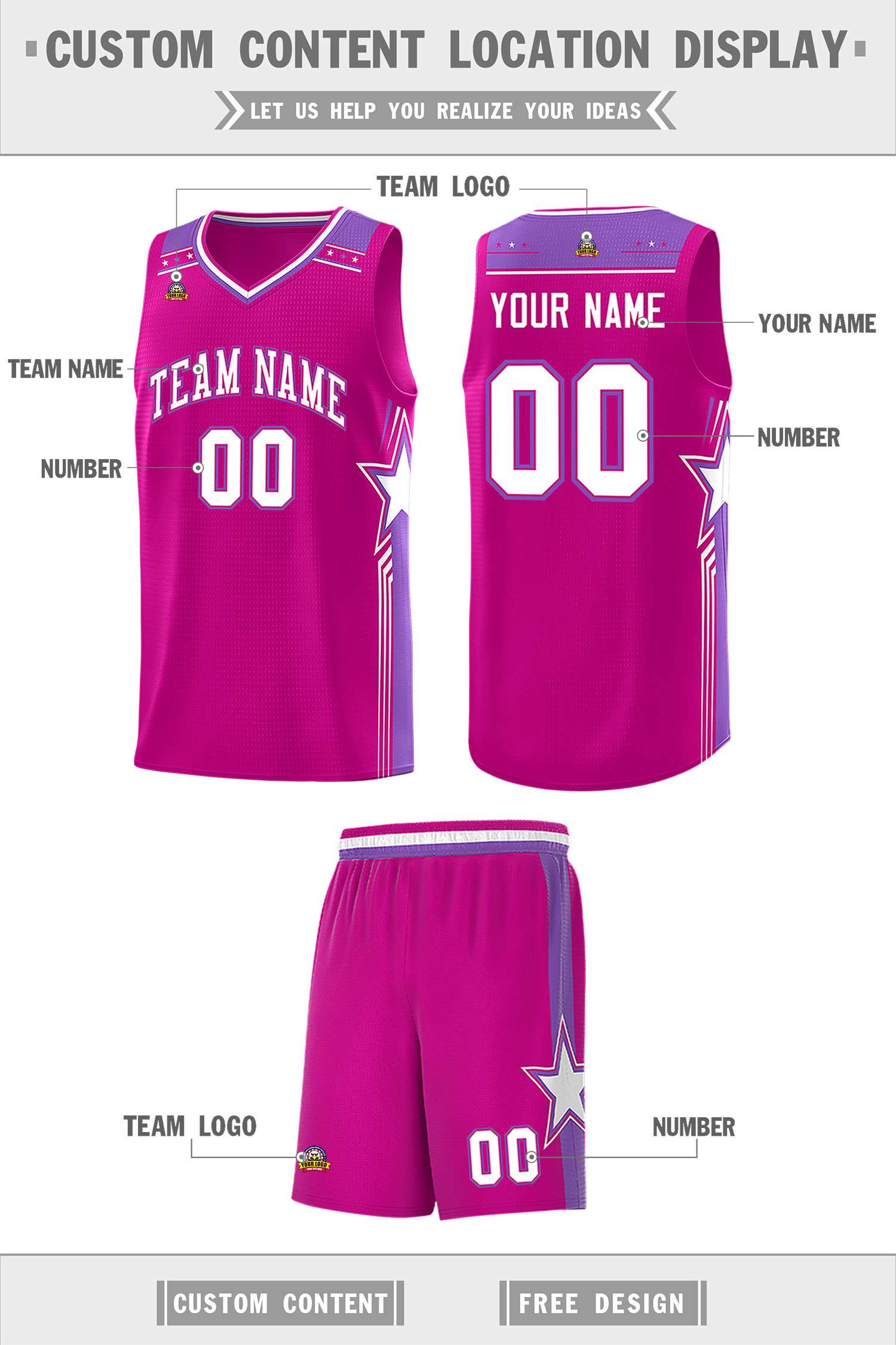 Custom Red White Star Graffiti Pattern Sports Uniform Basketball Jersey