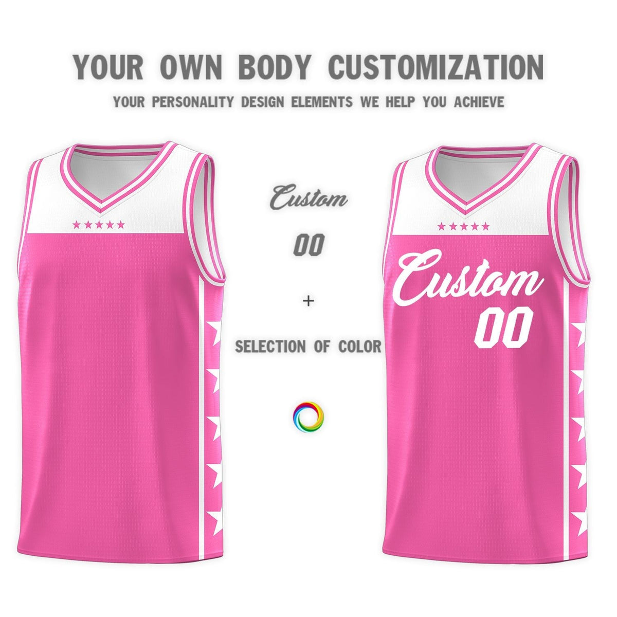 Custom Pink White Color Block Sets Sports Uniform Basketball Jersey