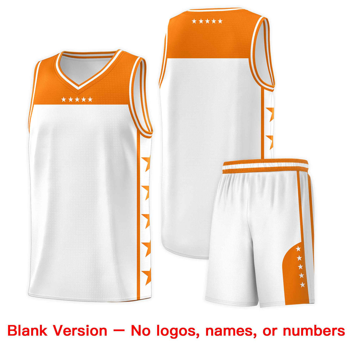 Custom White Orange Color Block Sets Sports Uniform Basketball Jersey