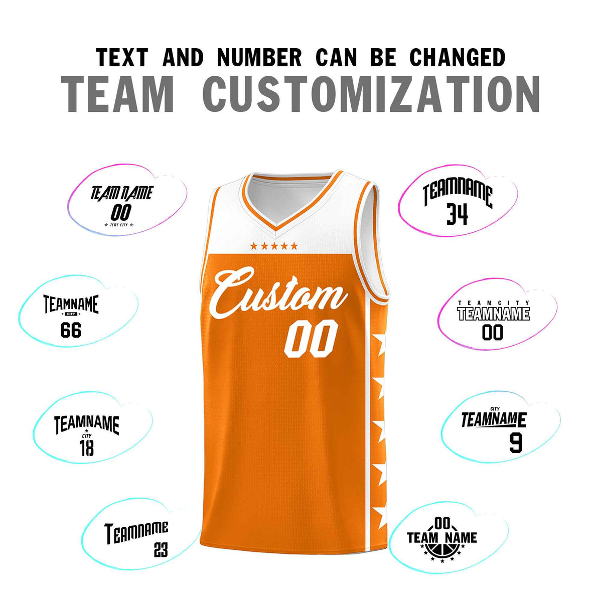 Custom Orange White Color Block Sets Sports Uniform Basketball Jersey