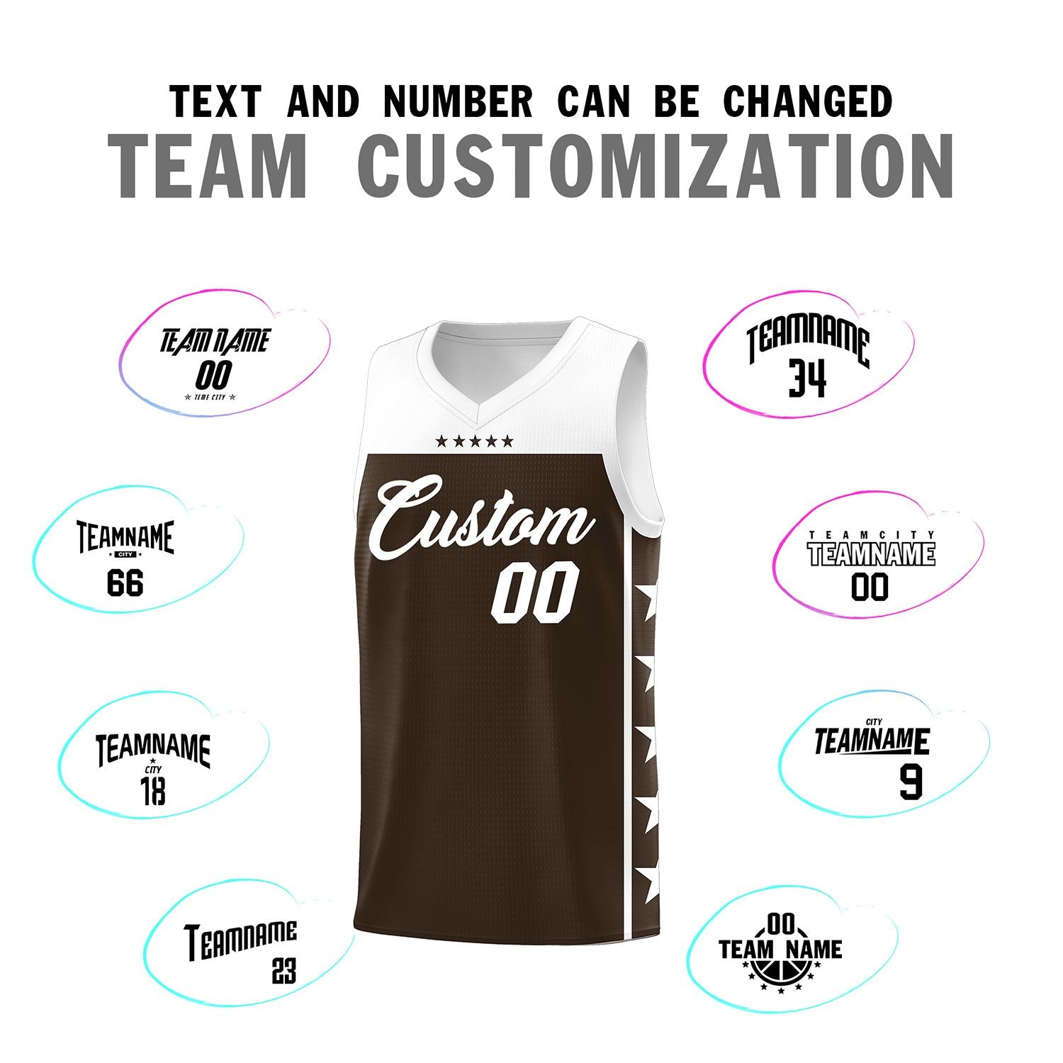 Custom Brown White Color Block Sets Sports Uniform Basketball Jersey