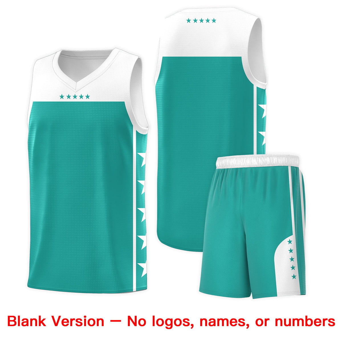Custom Aqua White Color Block Sets Sports Uniform Basketball Jersey