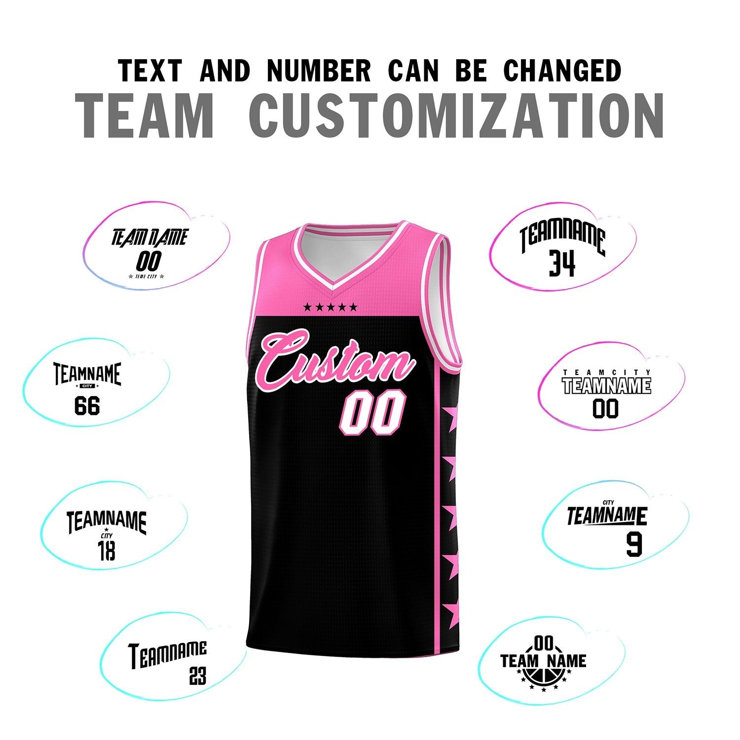 Custom Black Pink Color Block Sets Sports Uniform Basketball Jersey