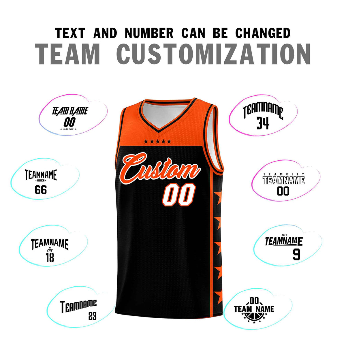 Custom Black Orange Color Block Sets Sports Uniform Basketball Jersey
