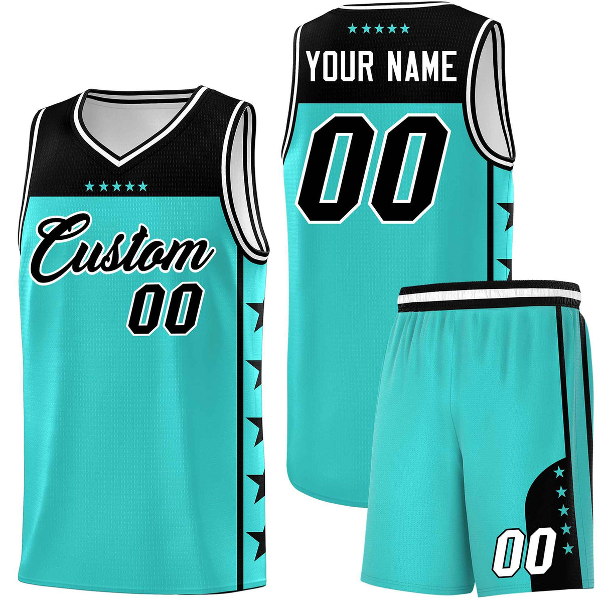 Custom Bright Green Black Color Block Sets Sports Uniform Basketball Jersey
