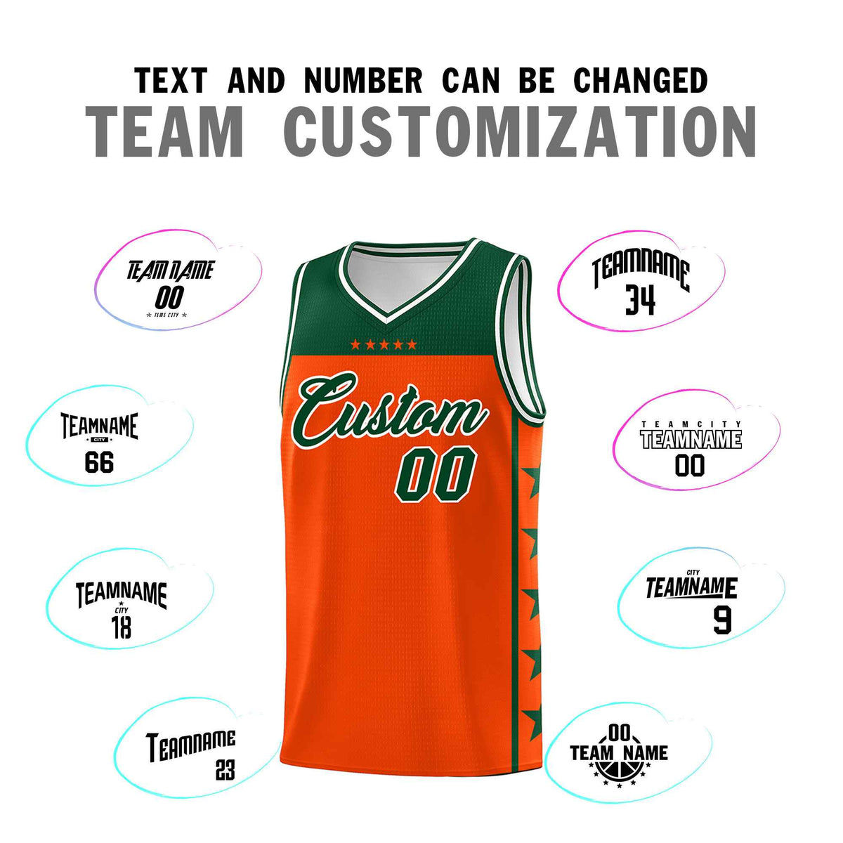 Custom Orange Kelly Green Color Block Sets Sports Uniform Basketball Jersey