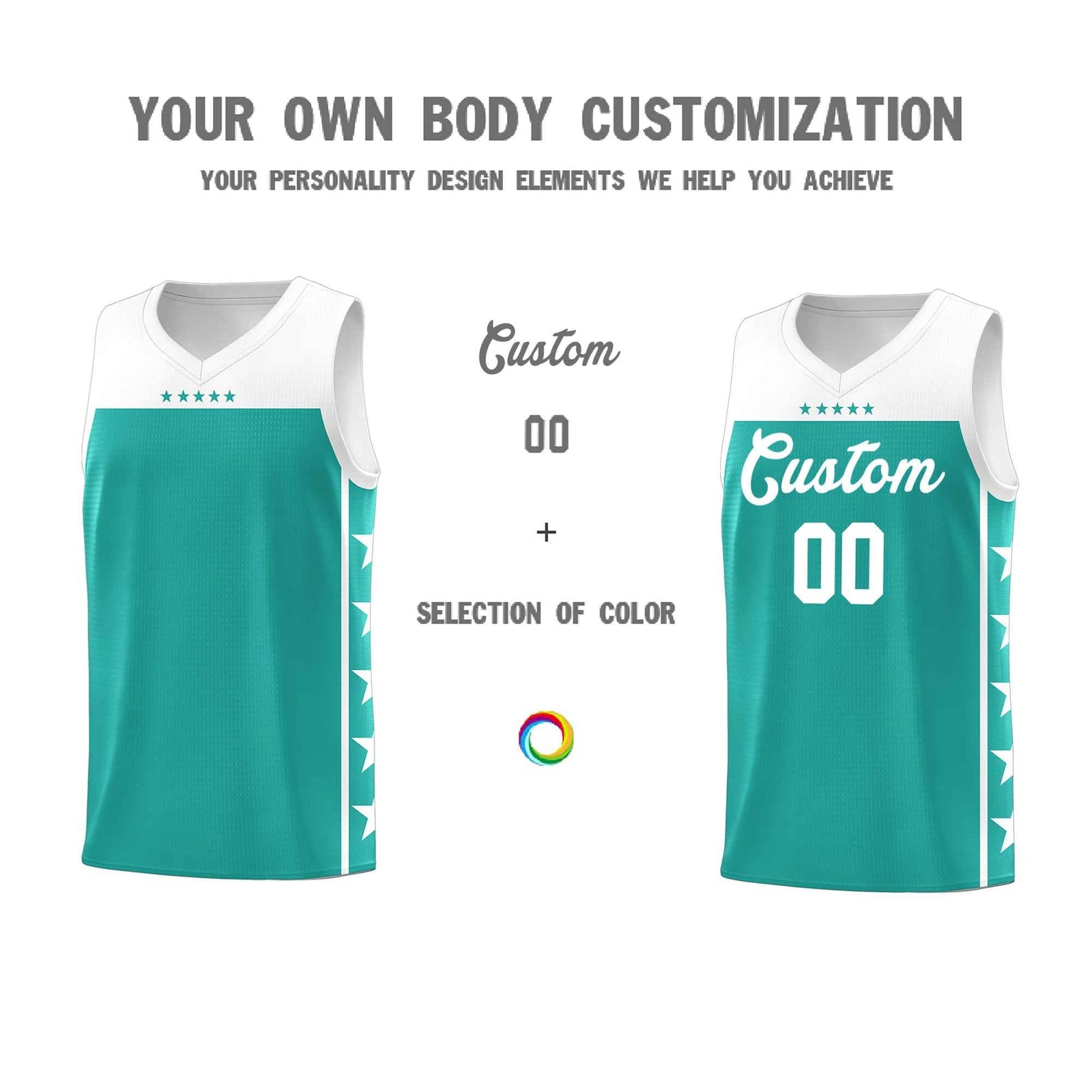 Custom Aqua White Color Block Sets Sports Uniform Basketball Jersey