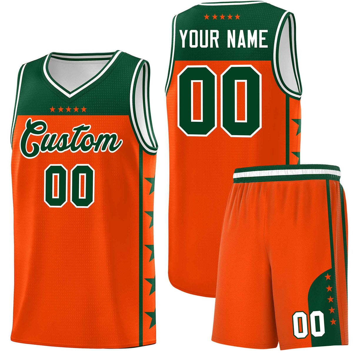 Custom Orange Kelly Green Color Block Sets Sports Uniform Basketball Jersey