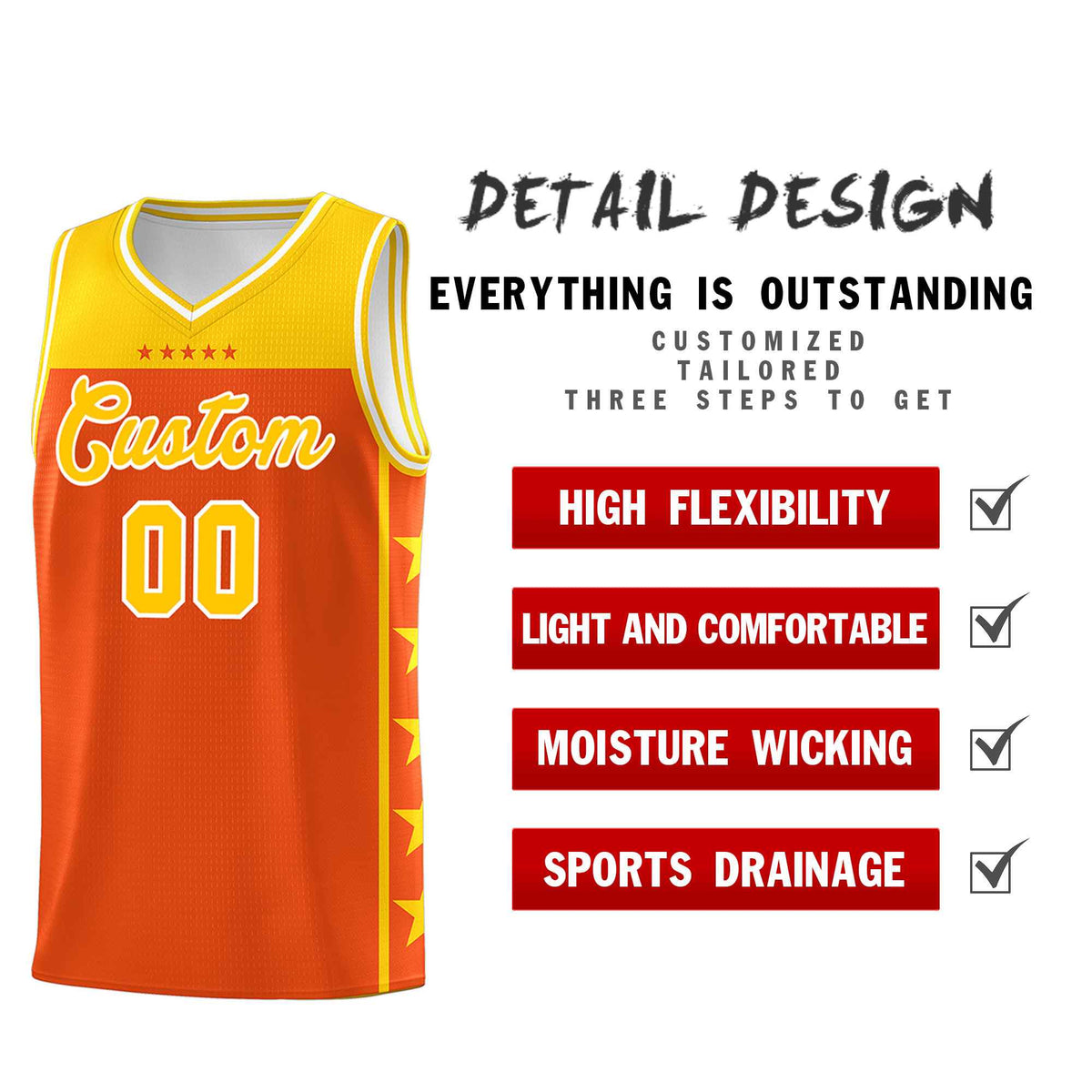 Custom Orange Yellow Color Block Sets Sports Uniform Basketball Jersey