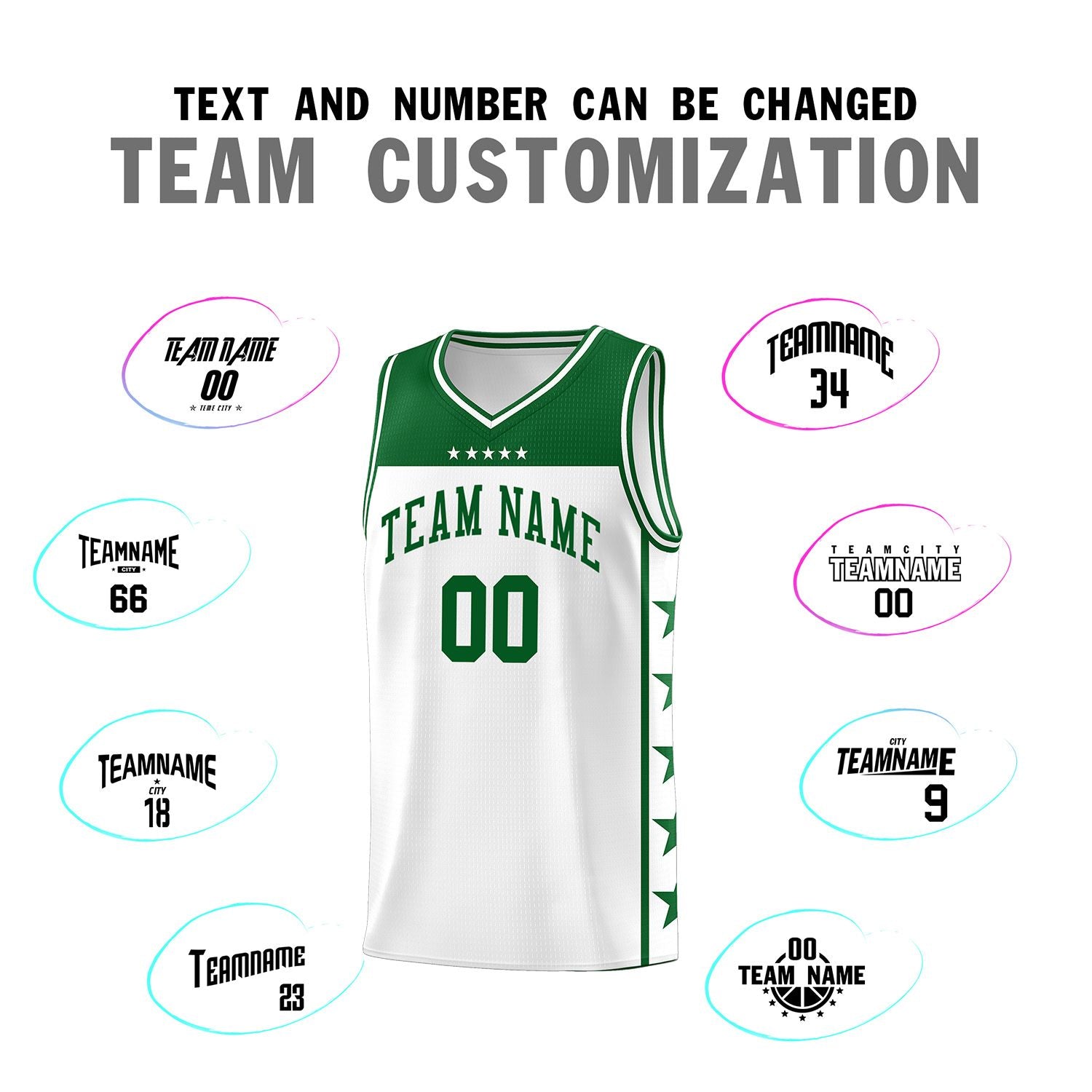 Custom White Kelly Green Color Block Sets Sports Uniform Basketball Jersey