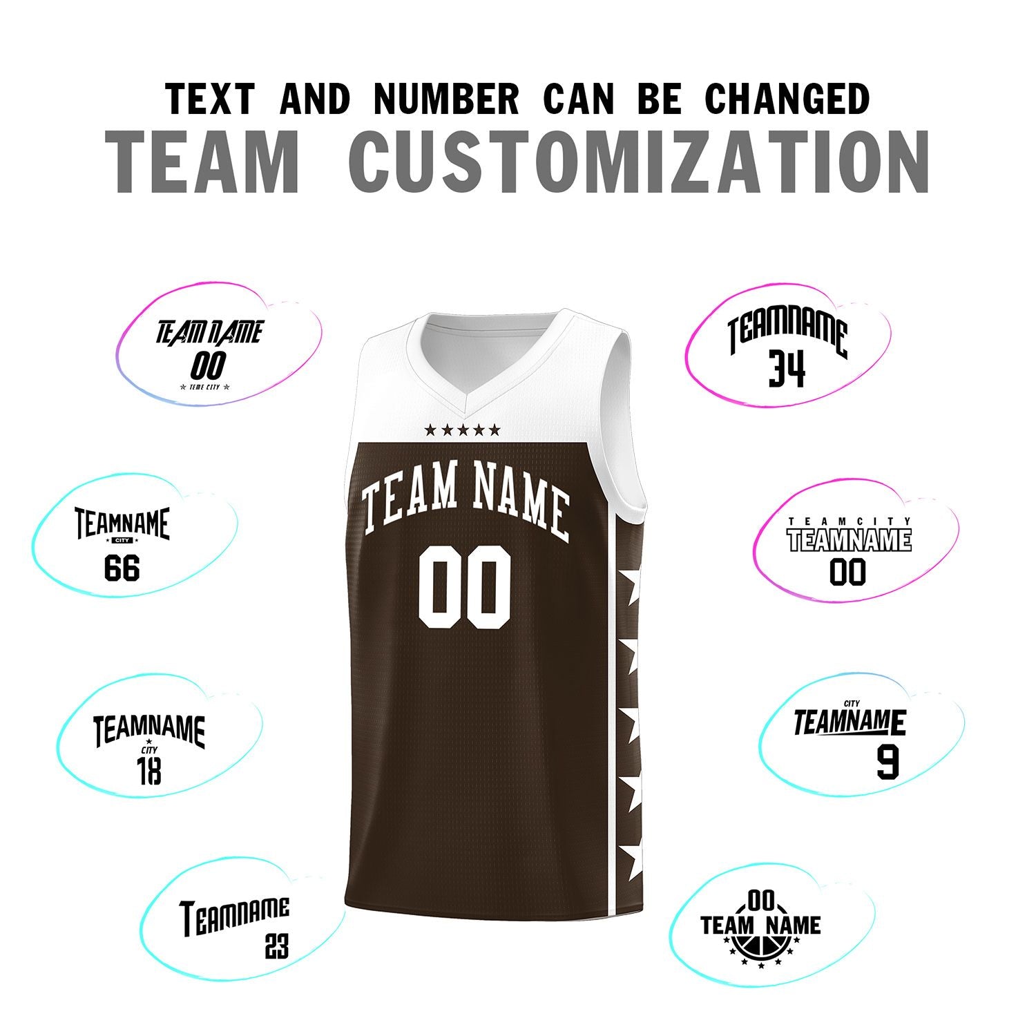 Custom Brown White Color Block Sets Sports Uniform Basketball Jersey