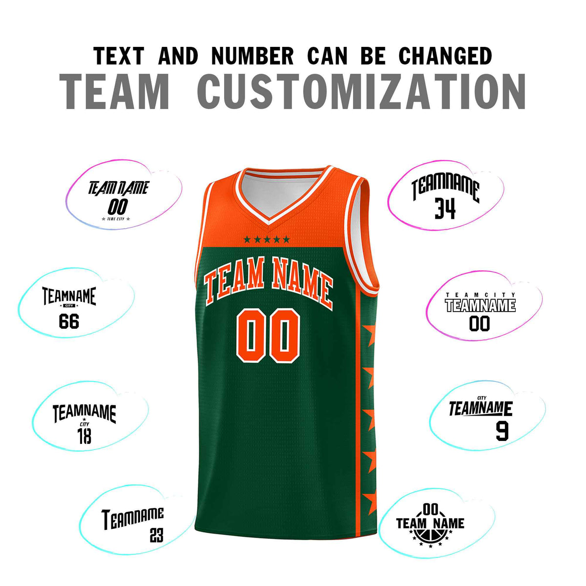Custom Kelly Green Orange Color Block Sets Sports Uniform Basketball Jersey