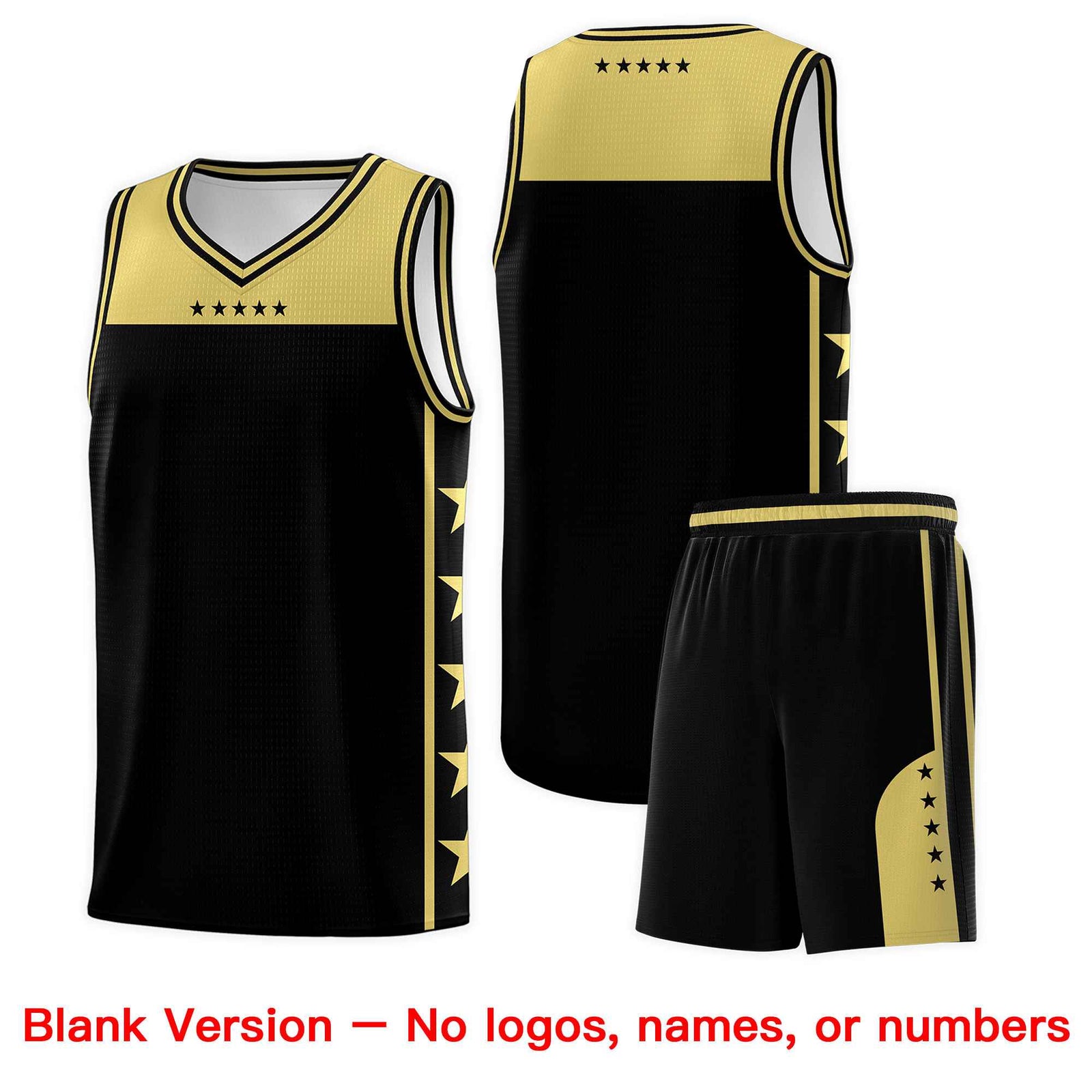 Custom Black Old Gold Color Block Sets Sports Uniform Basketball Jersey
