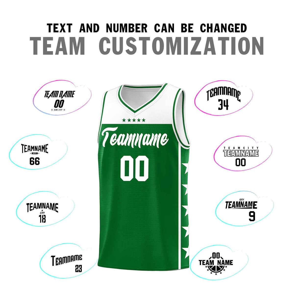 Custom Kelly Green White Color Block Sets Sports Uniform Basketball Jersey
