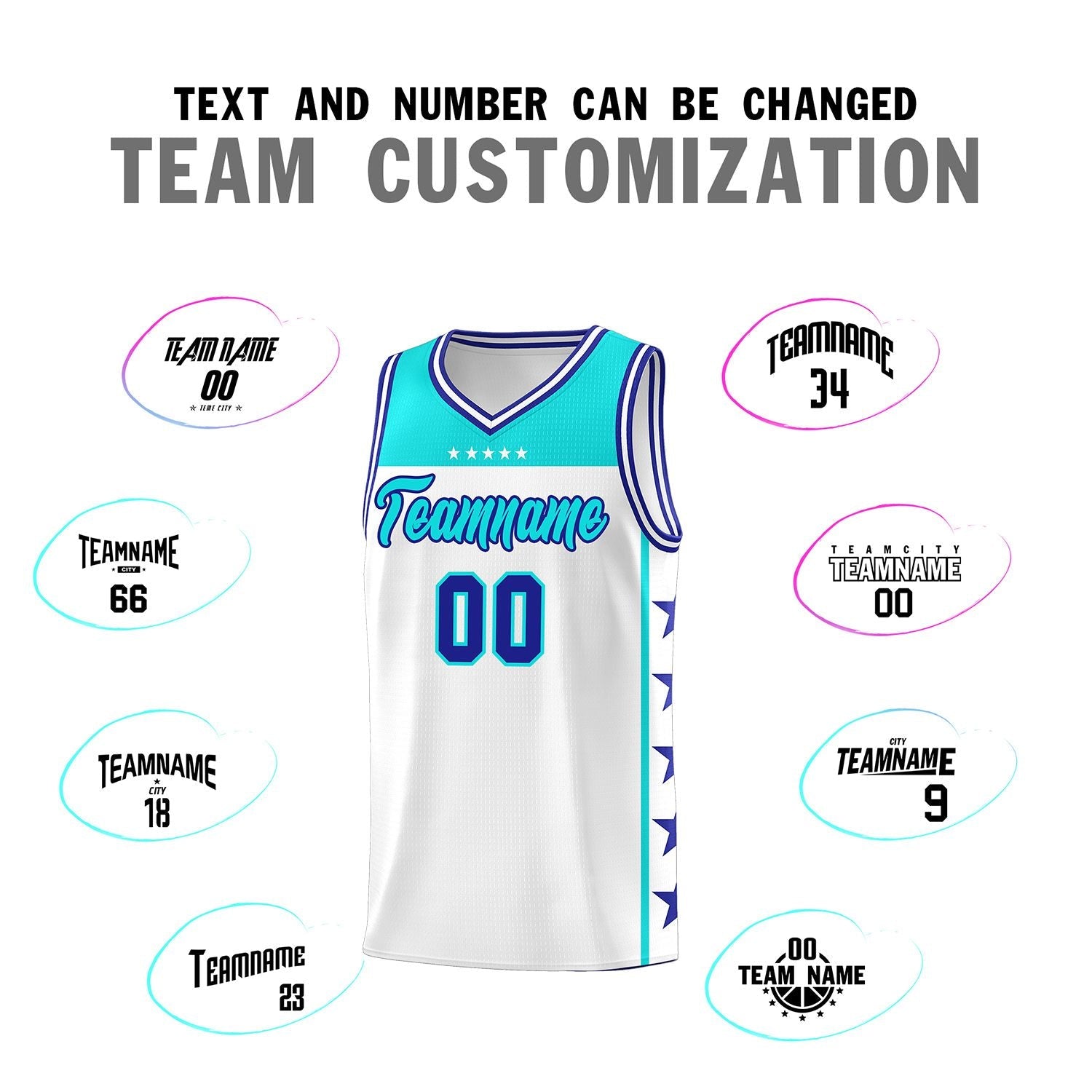 Custom White Sky Blue Color Block Sets Sports Uniform Basketball Jersey
