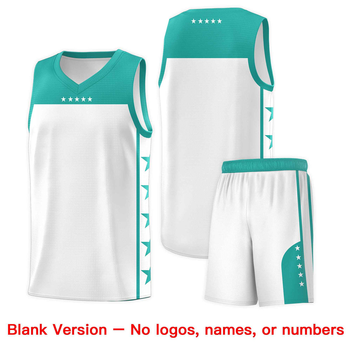 Custom White Aqua Color Block Sets Sports Uniform Basketball Jersey