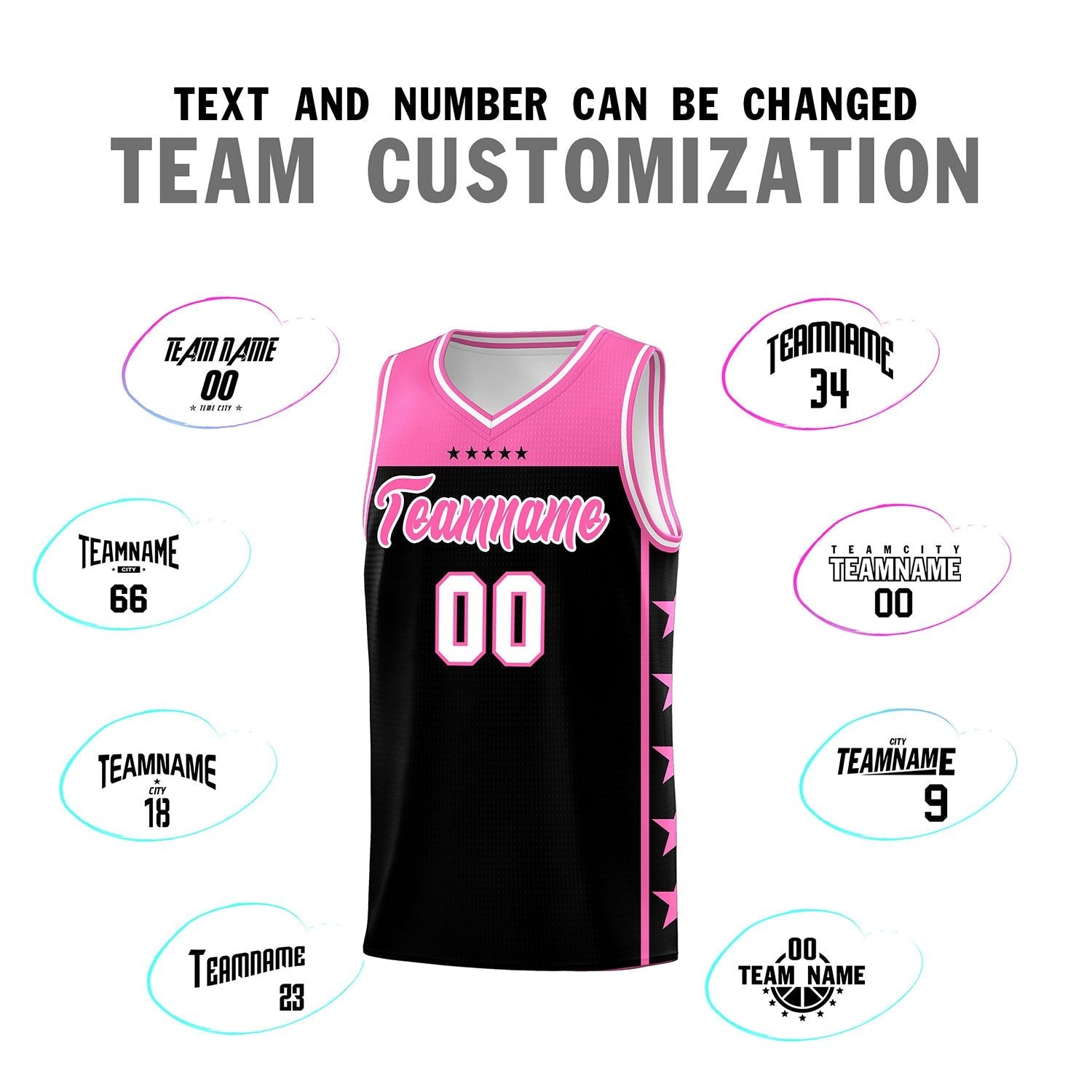 Custom Black Pink Color Block Sets Sports Uniform Basketball Jersey